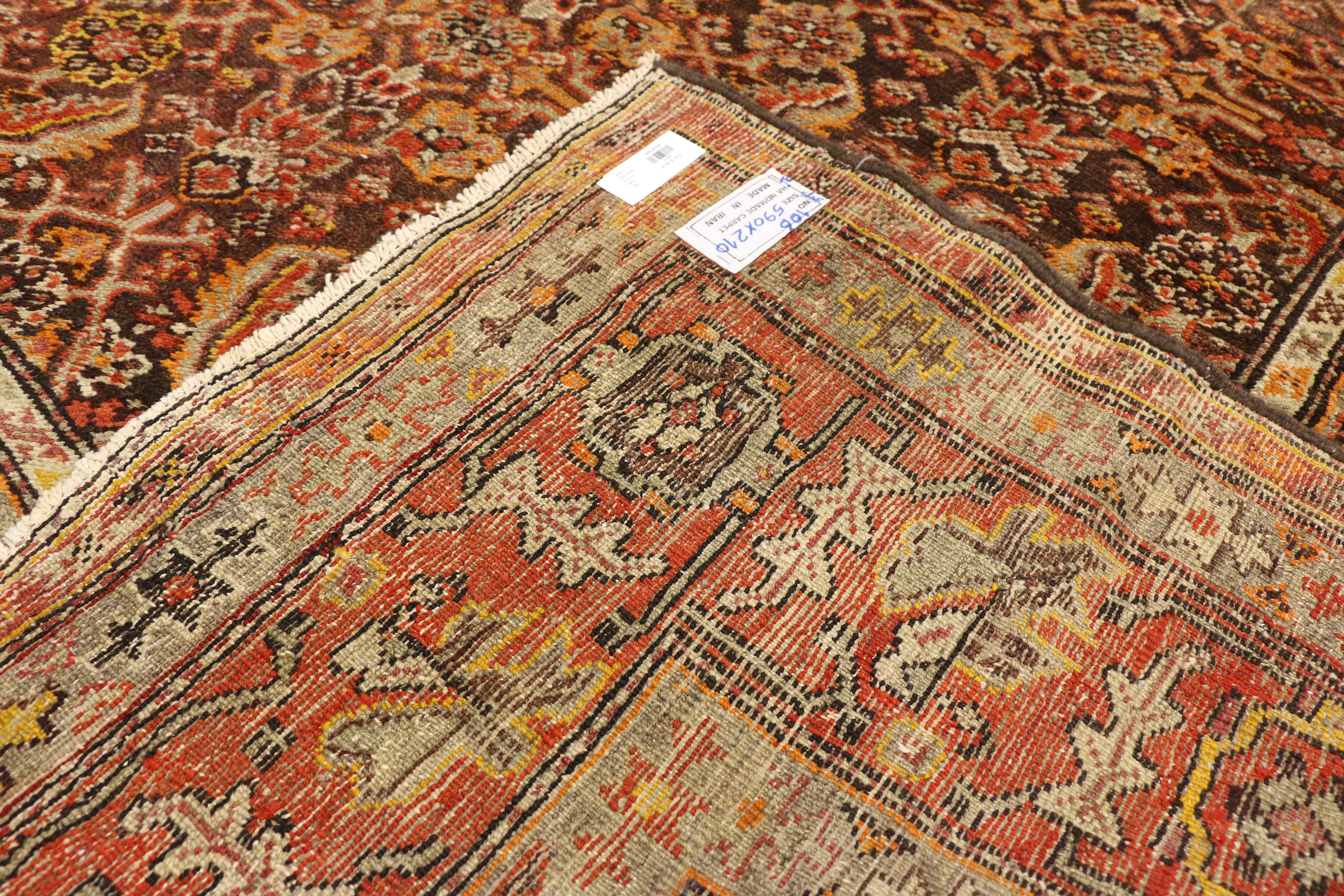 20th Century Antique Persian Malayer Gallery Rug Extra-Long Rug with Mid-Century Modern Style For Sale