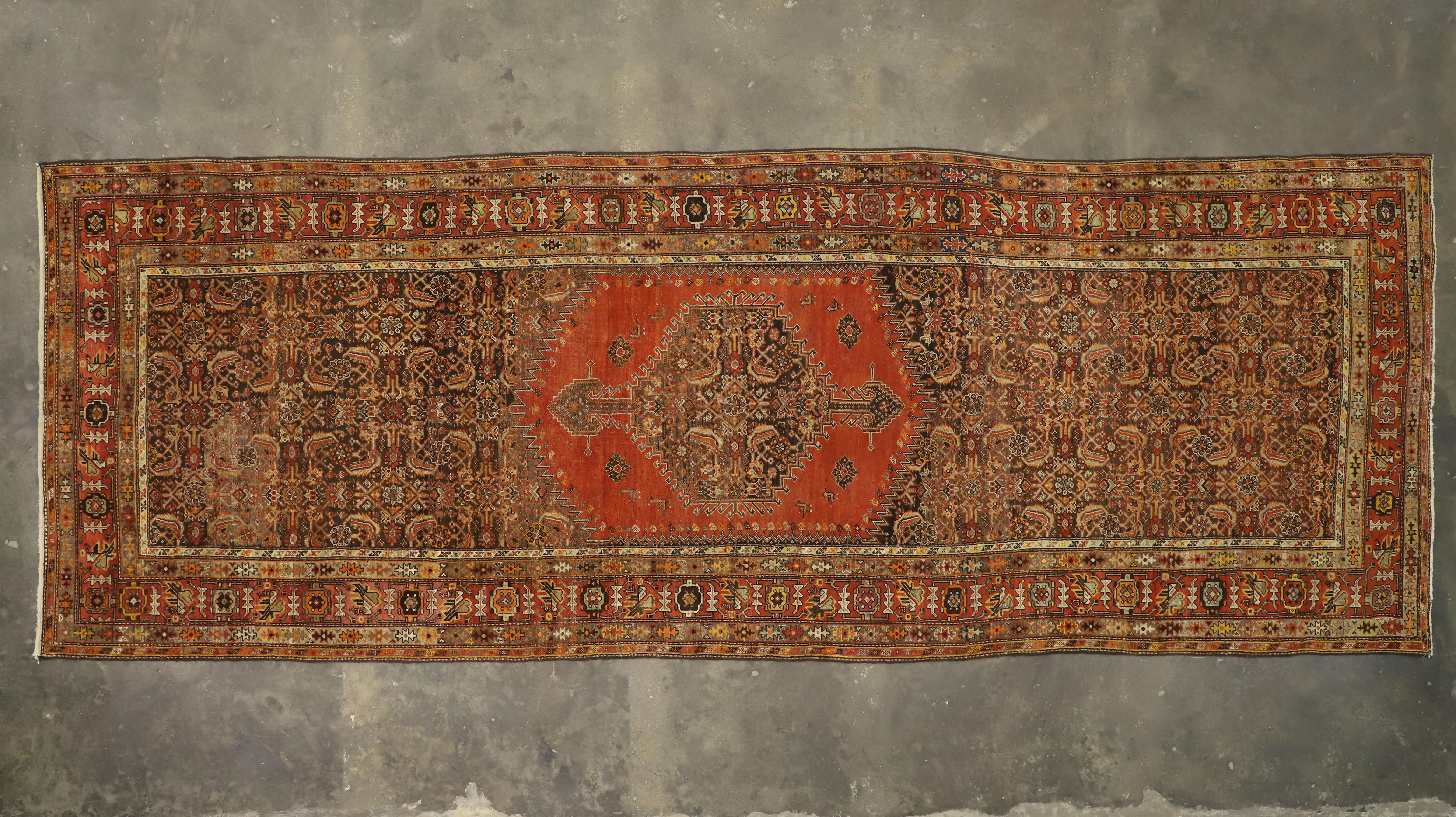 Antique Persian Malayer Gallery Rug Extra-Long Rug with Mid-Century Modern Style For Sale 2