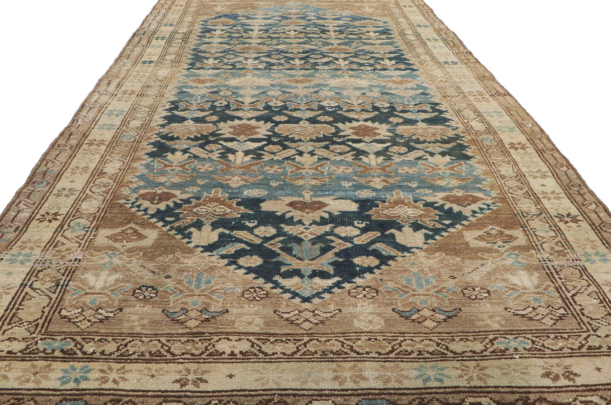 Antique Persian Malayer Gallery Rug In Distressed Condition In Dallas, TX