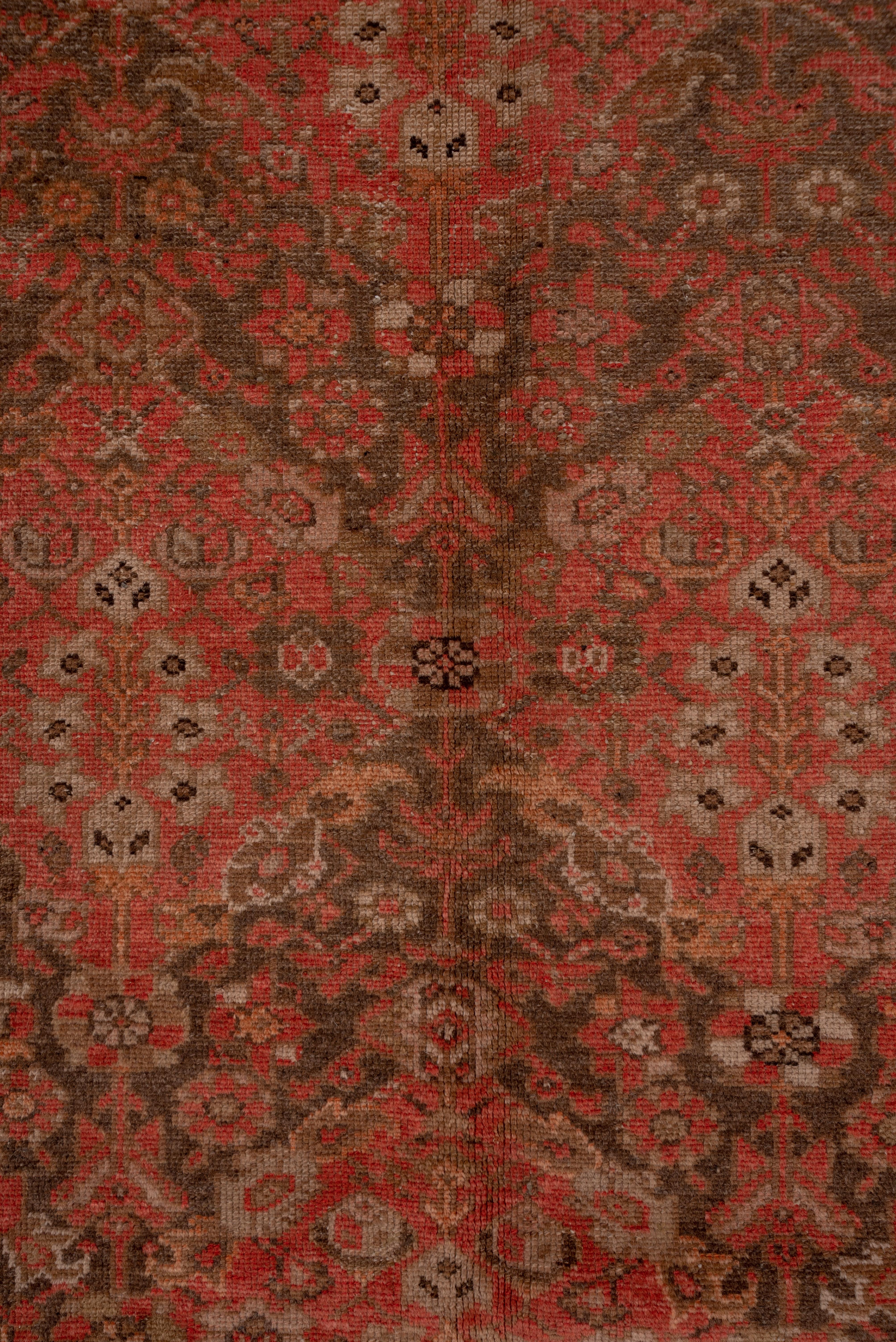 Antique Persian Malayer Gallery Rug, Red and Brown Field, Coral Tones In Good Condition For Sale In New York, NY