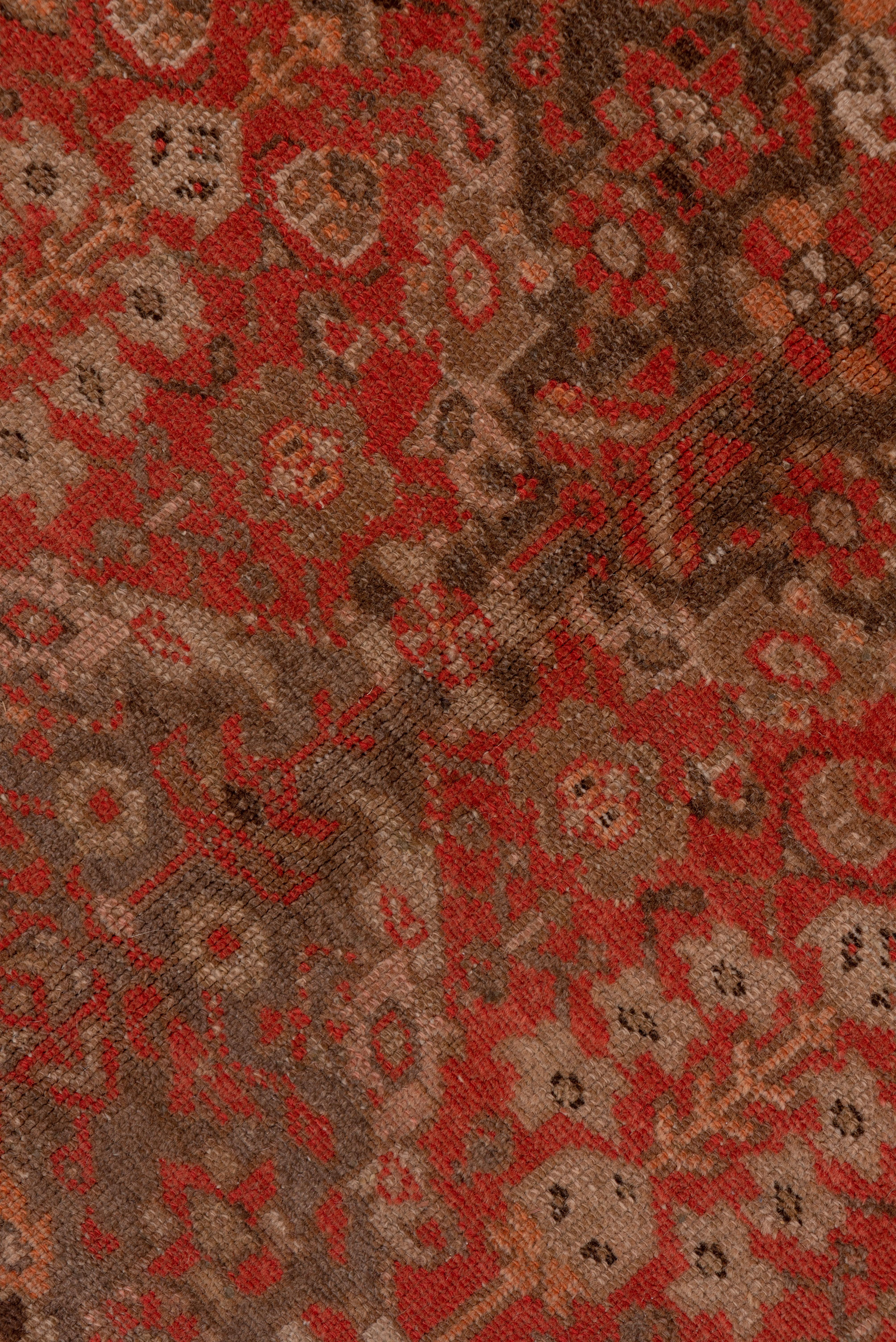 Mid-20th Century Antique Persian Malayer Gallery Rug, Red and Brown Field, Coral Tones For Sale