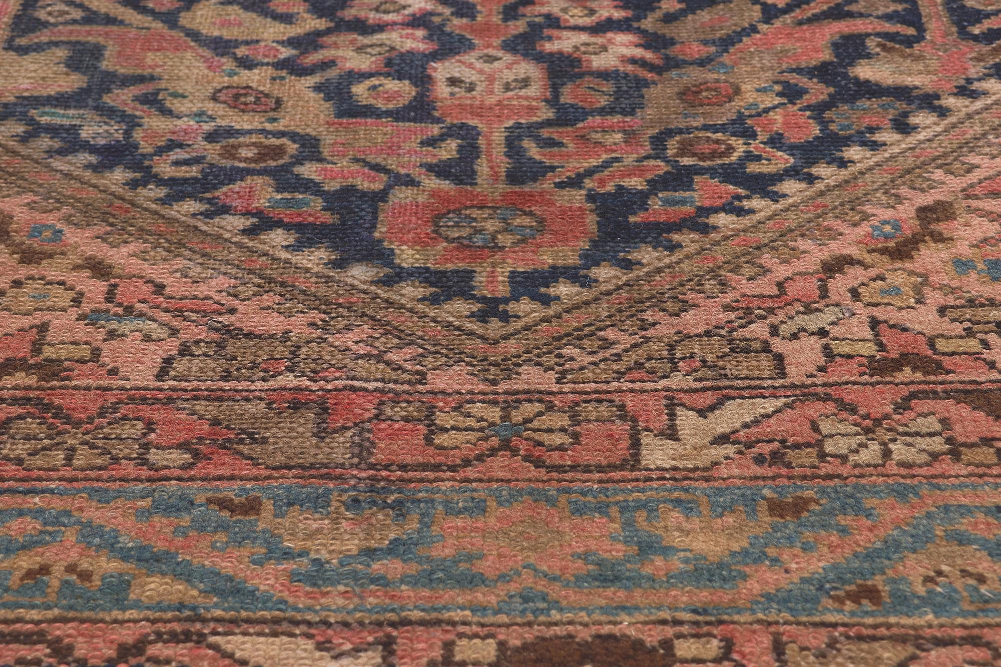 Antique Persian Malayer Rug, Laid-Back Luxury Meets Rustic Sensibility In Fair Condition For Sale In Dallas, TX