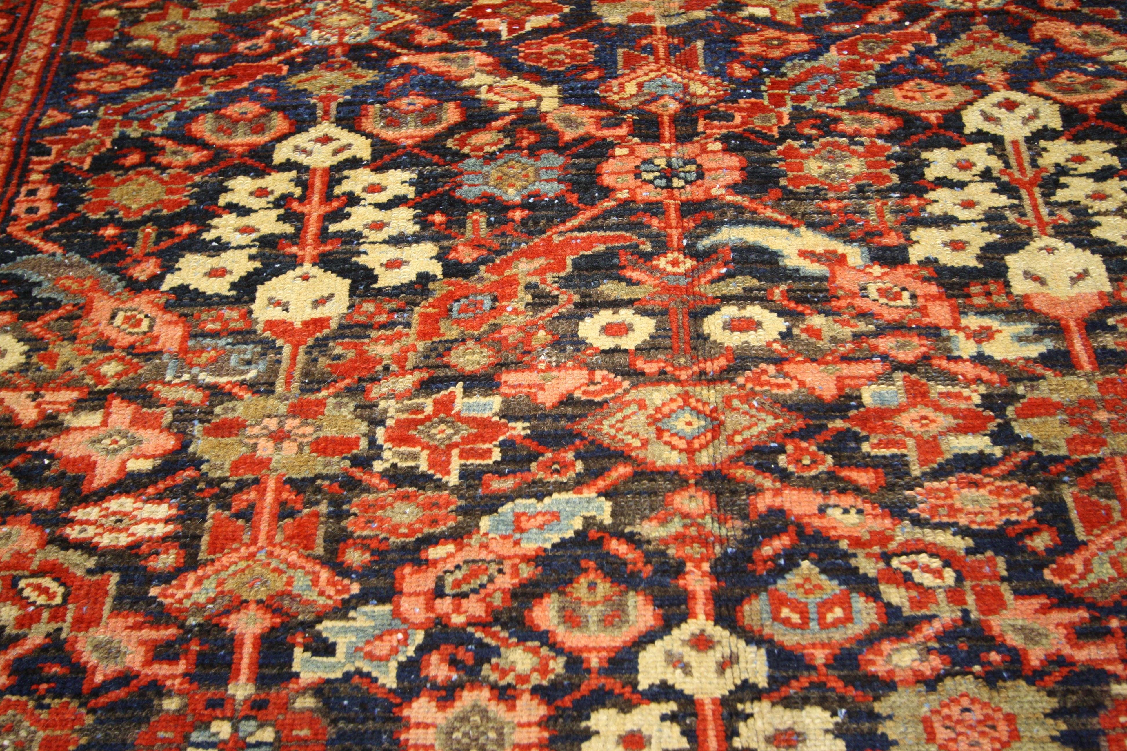 Hand-Knotted Antique Persian Malayer Gallery Rug, Hallway Runner with Guli Hennai Flower For Sale