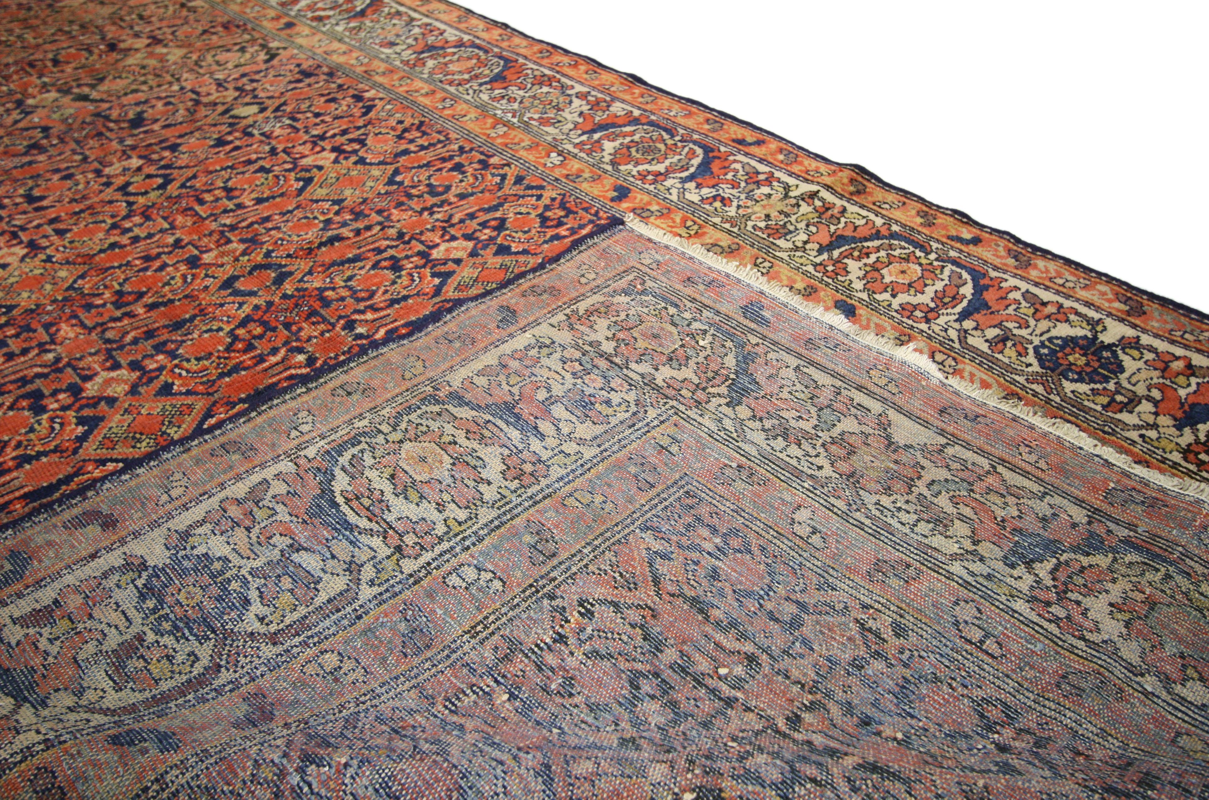 Antique Persian Malayer Gallery Rug, Wide Hallway Runner In Good Condition For Sale In Dallas, TX