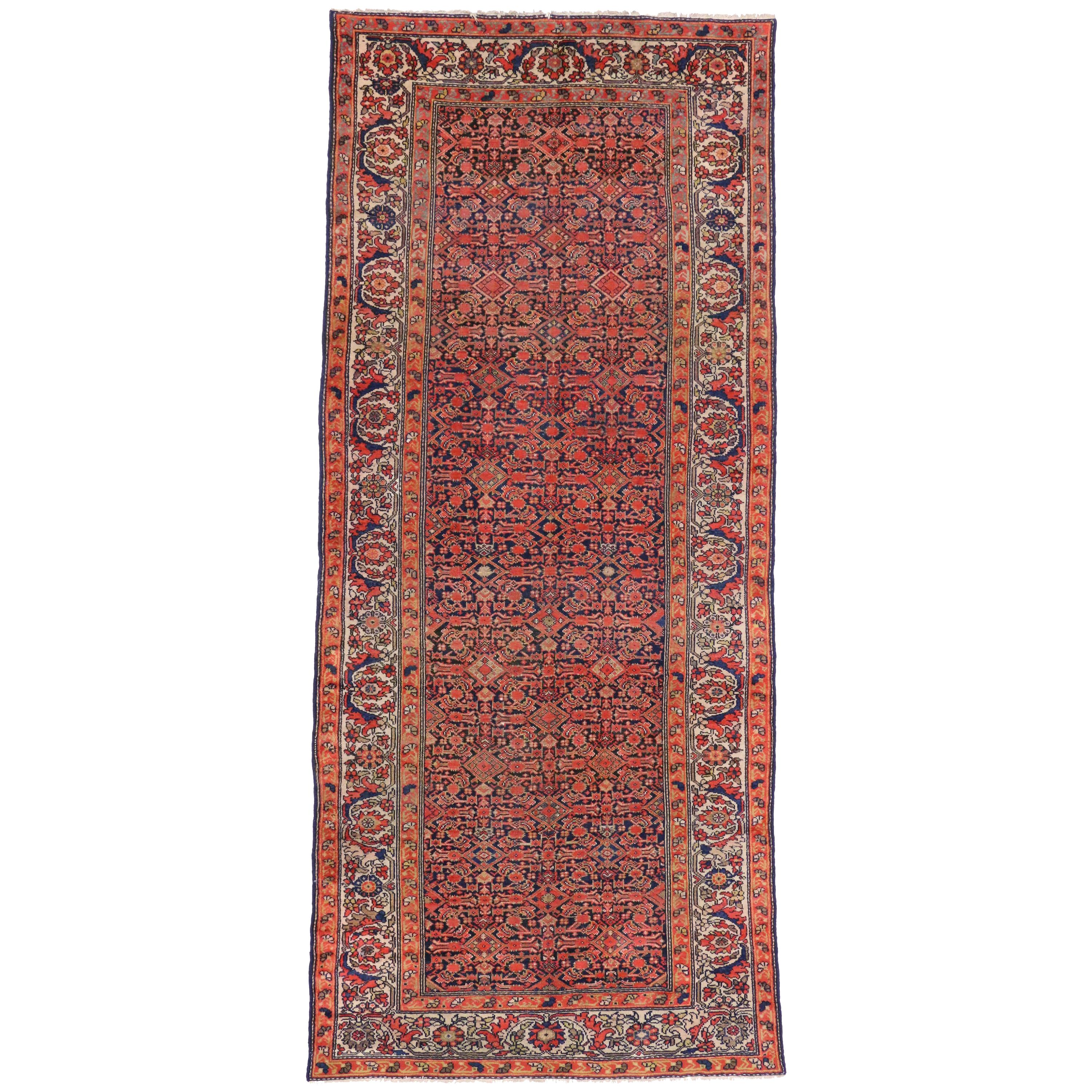 Antique Persian Malayer Gallery Rug, Wide Hallway Runner