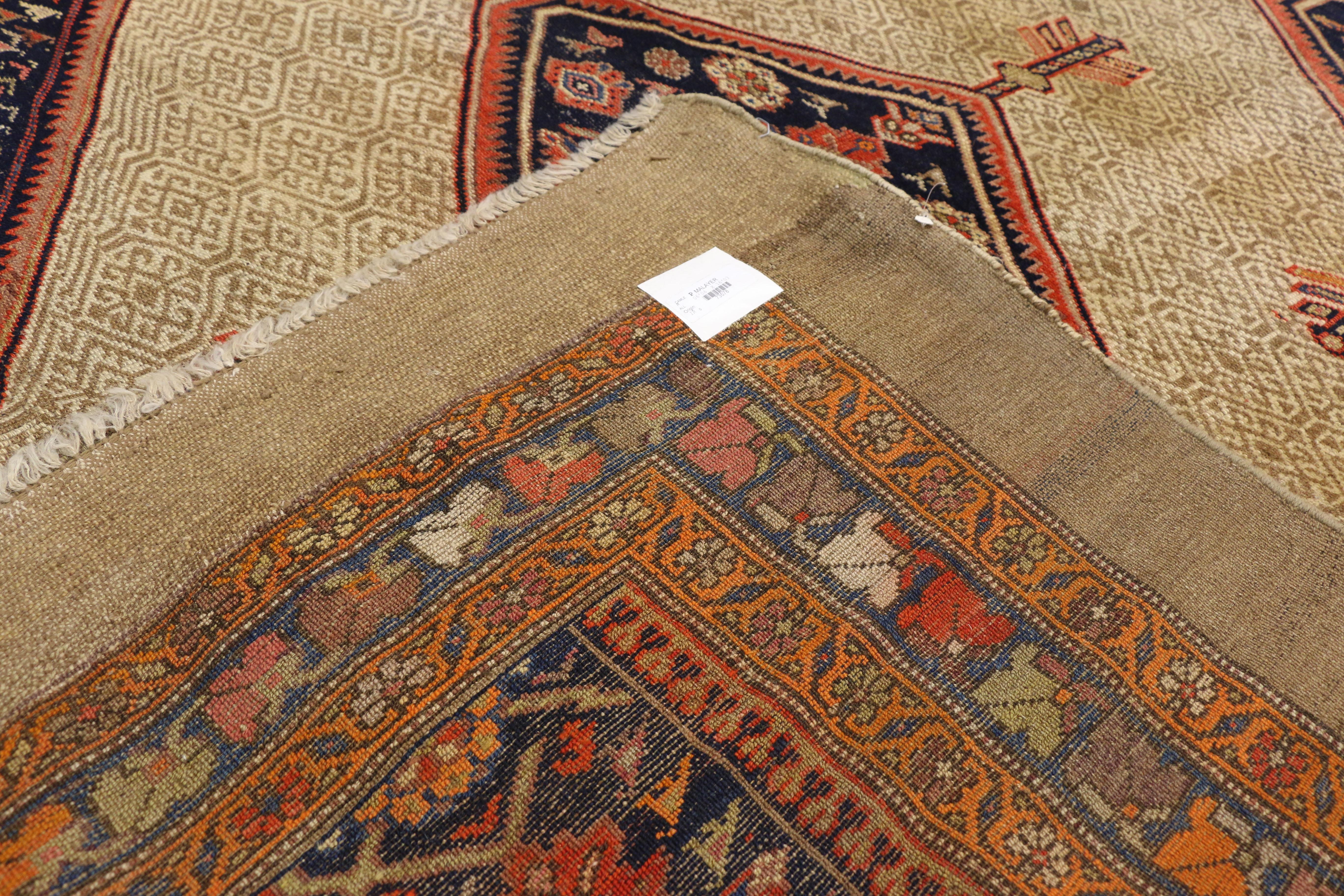 Antique Persian Malayer Gallery Rug with Arts and Crafts Style In Good Condition For Sale In Dallas, TX