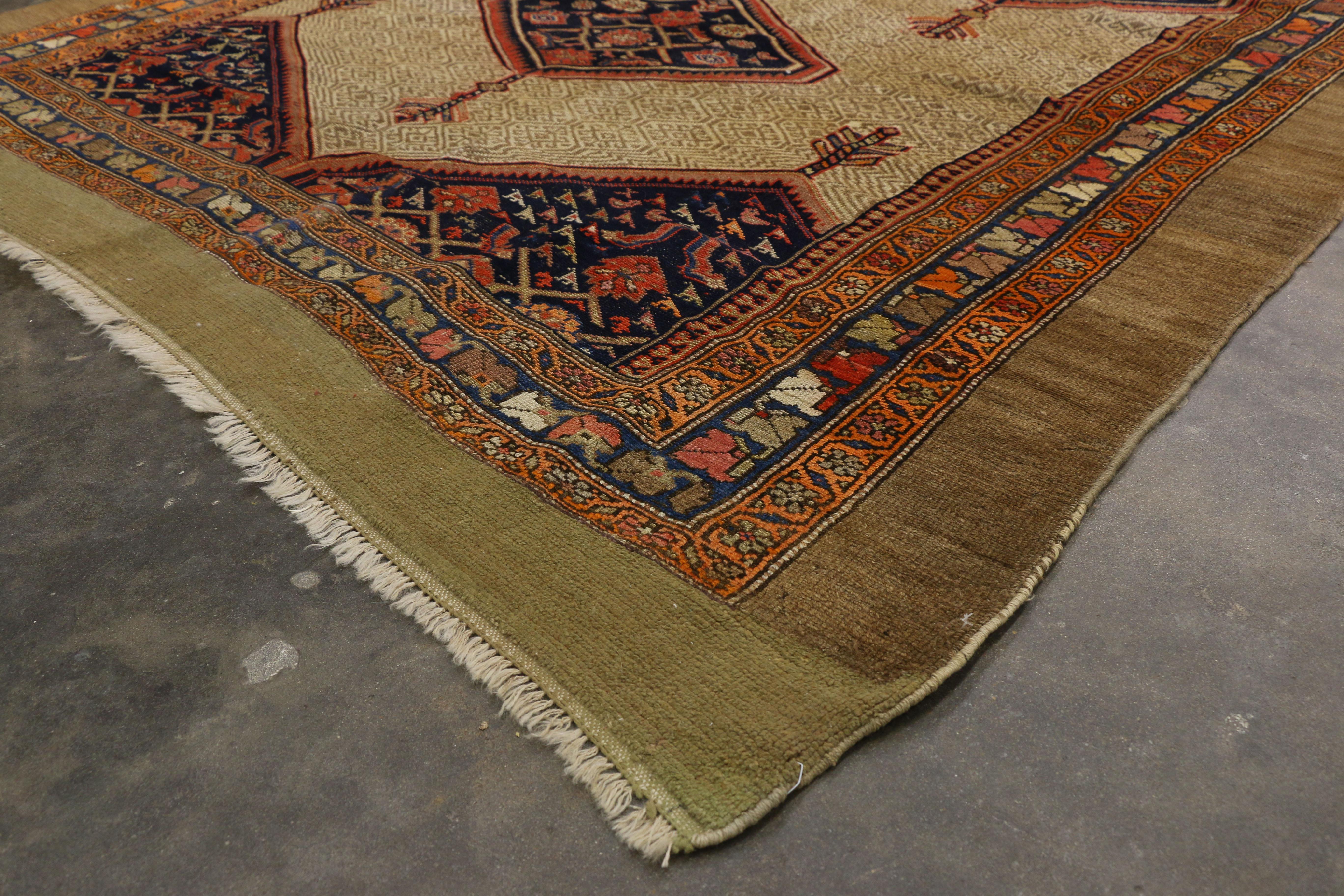 20th Century Antique Persian Malayer Gallery Rug with Arts and Crafts Style For Sale