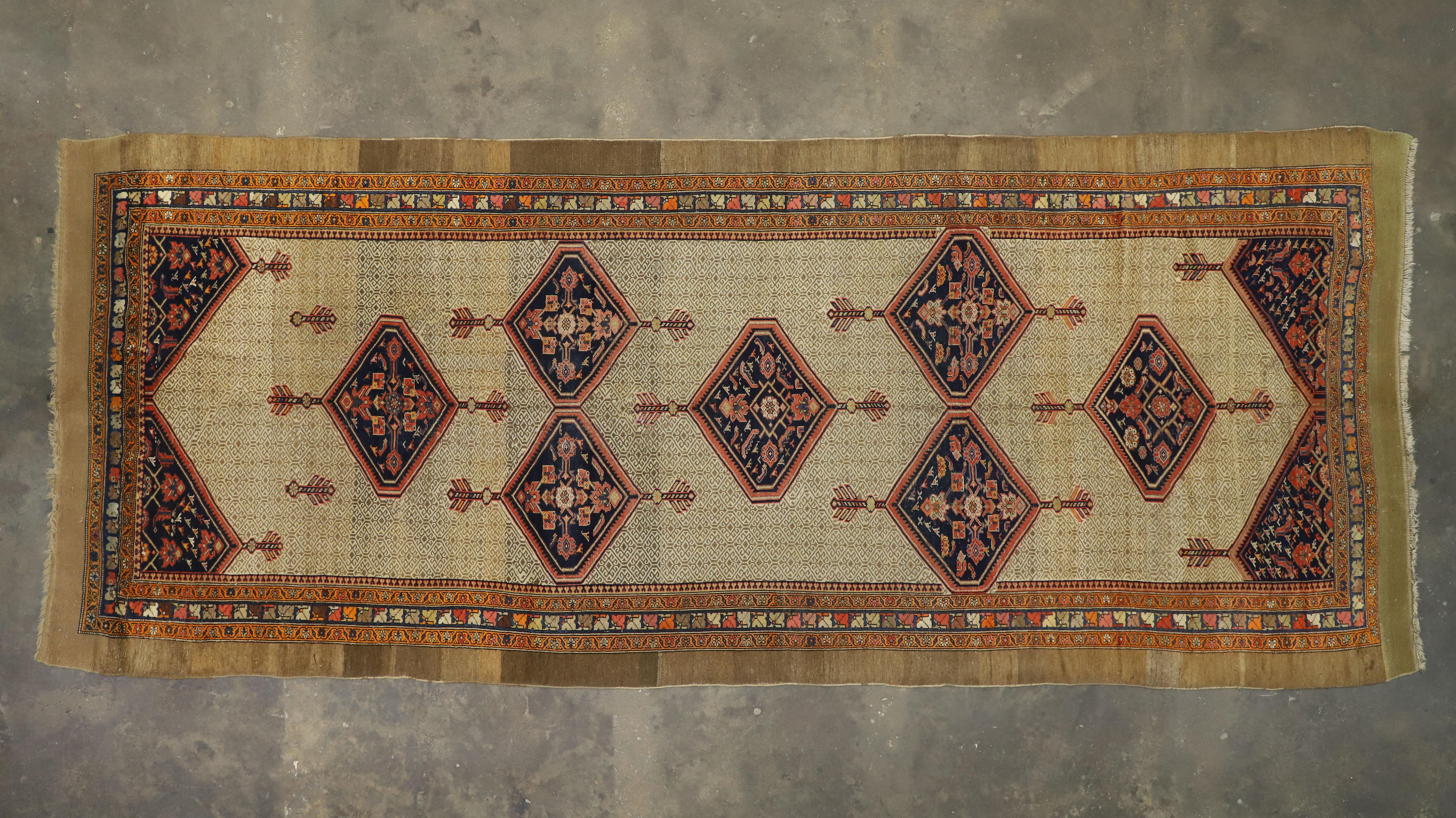 Antique Persian Malayer Gallery Rug with Arts and Crafts Style For Sale 1