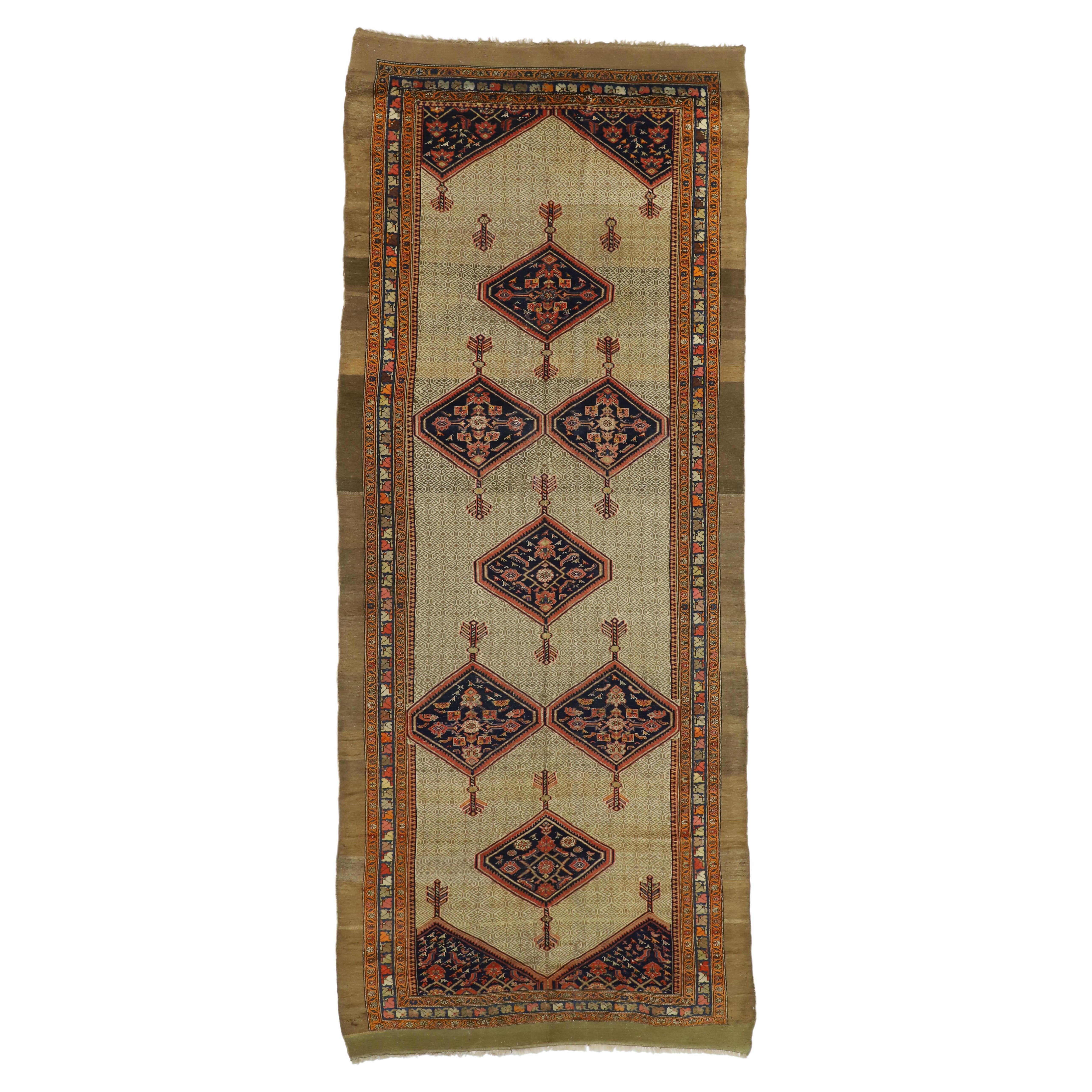 Antique Persian Malayer Gallery Rug with Arts and Crafts Style For Sale