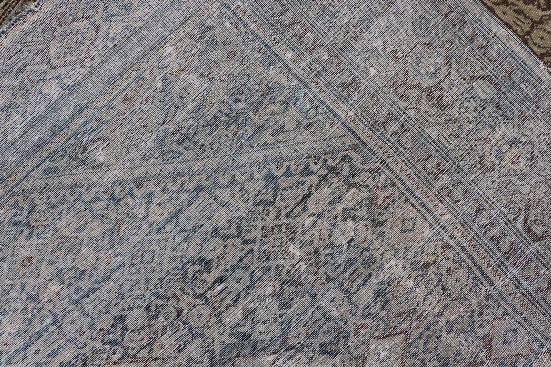 Antiker persischer Malayer-Galerie-Teppich mit Blumenmedaillon-Design 7'0 x 13'5 im Angebot 3