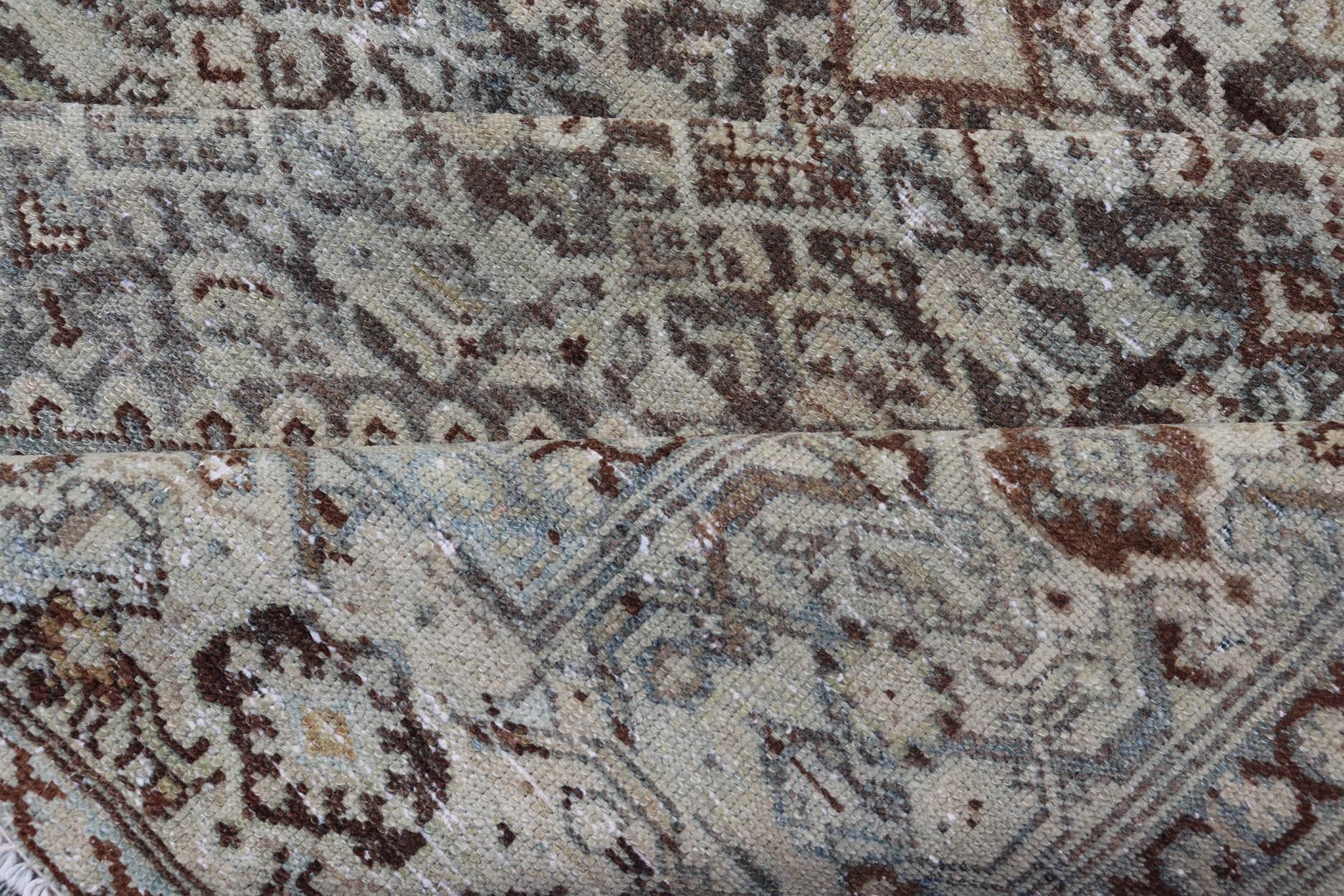 Antiker persischer Malayer-Galerie-Teppich mit Blumenmedaillon-Design 7'0 x 13'5 im Angebot 4