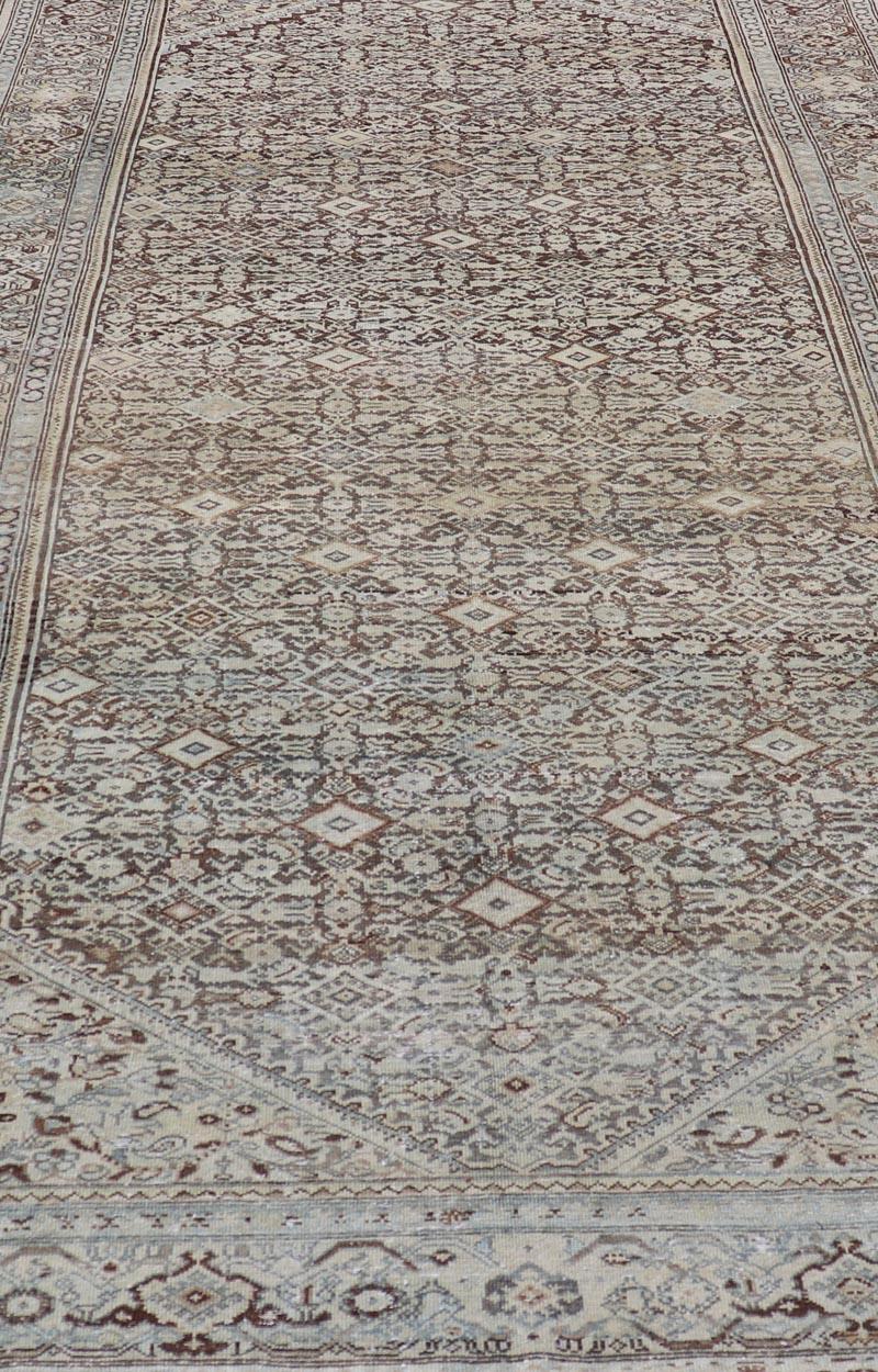 Antiker persischer Malayer-Galerie-Teppich mit Blumenmedaillon-Design 7'0 x 13'5 im Angebot 5