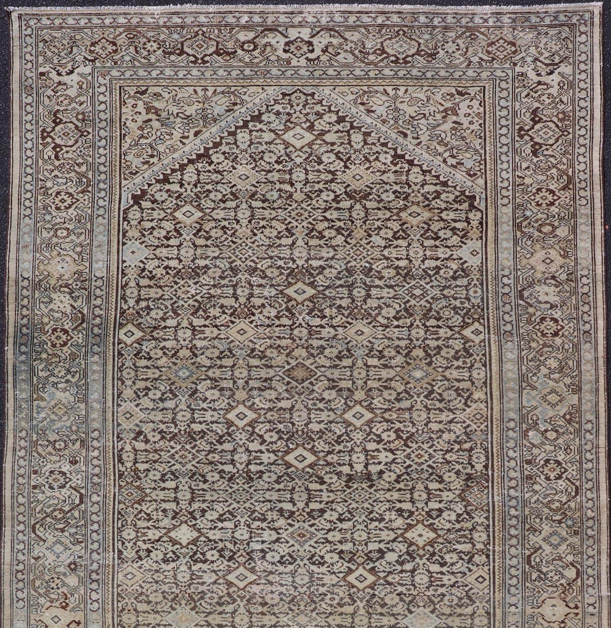 Antiker persischer Malayer-Galerie-Teppich mit Blumenmedaillon-Design 7'0 x 13'5 (Wolle) im Angebot