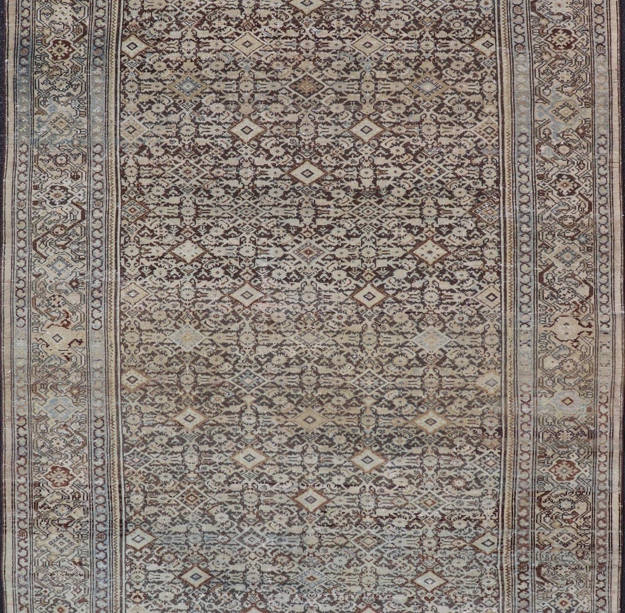 Antiker persischer Malayer-Galerie-Teppich mit Blumenmedaillon-Design 7'0 x 13'5 im Angebot 1