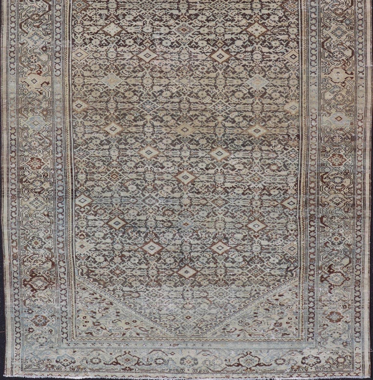 Antiker persischer Malayer-Galerie-Teppich mit Blumenmedaillon-Design 7'0 x 13'5 im Angebot 2