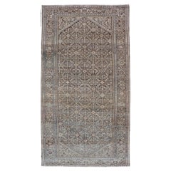 Alfombra Persa Antigua de Galería Malayer con Diseño de Medallón Floral 7'0 x 13'5