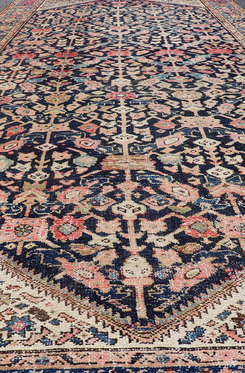 Antique Persian Malayer Gallery Rug with Geometric All-Over Herati Design For Sale 4