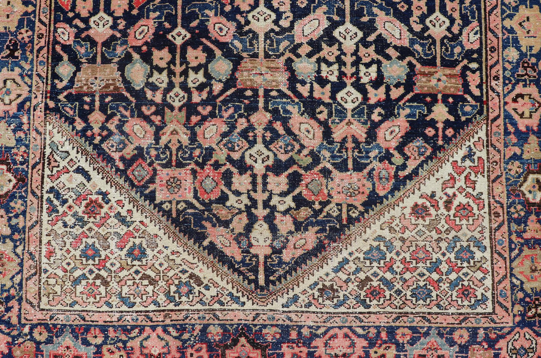 Hand-Knotted Antique Persian Malayer Gallery Rug with Geometric All-Over Herati Design For Sale