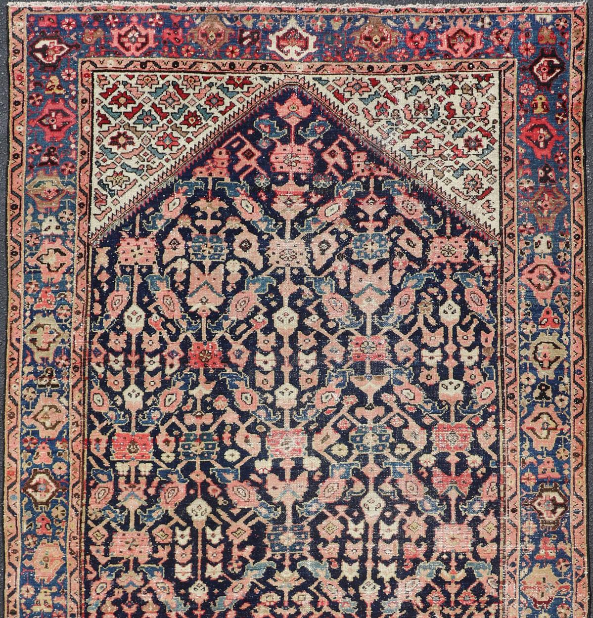 Antique Persian Malayer Gallery Rug with Geometric All-Over Herati Design In Good Condition For Sale In Atlanta, GA