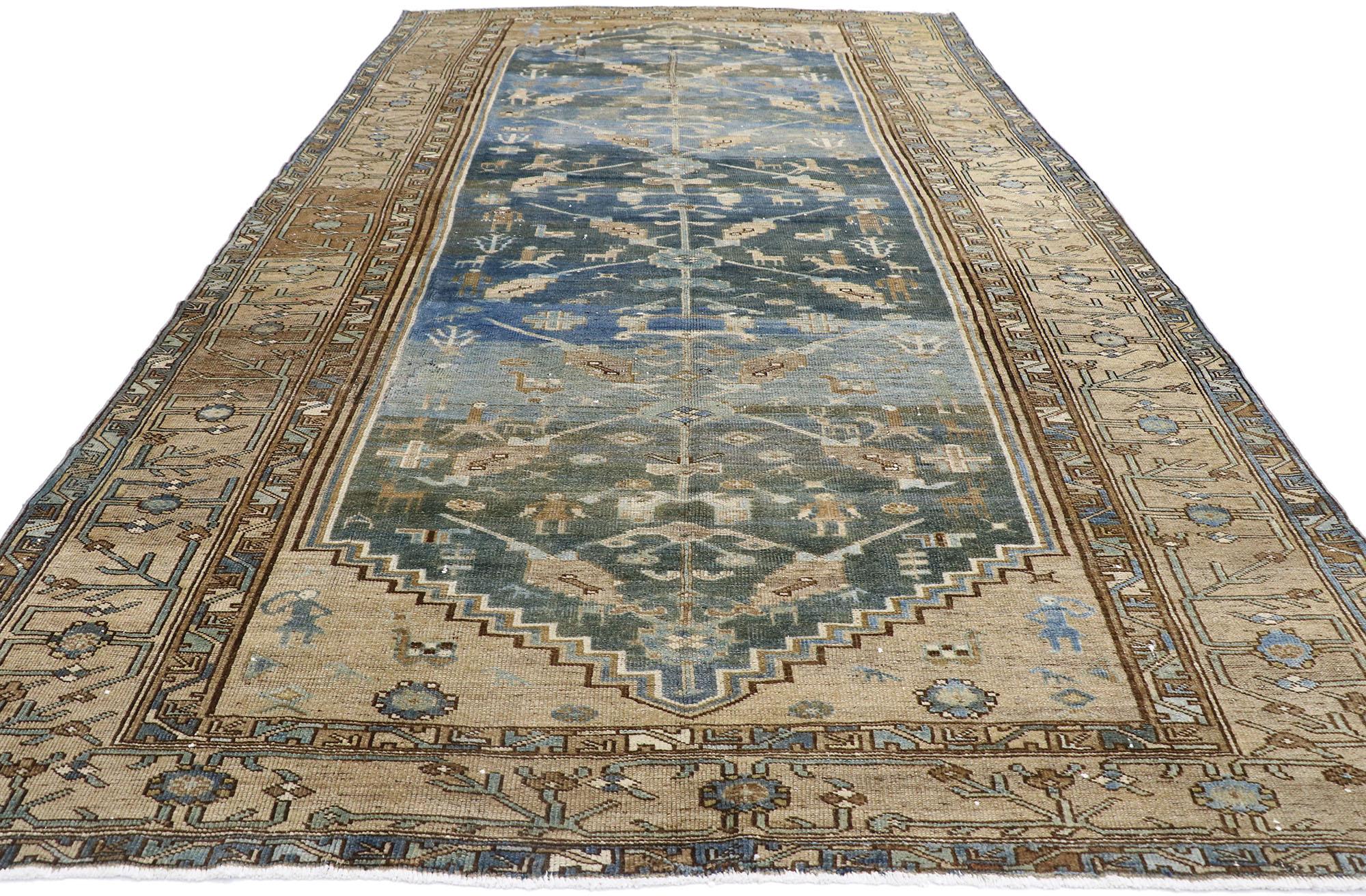 Hand-Knotted Antique Persian Malayer Gallery Rug with Greek Mediterranean Style For Sale