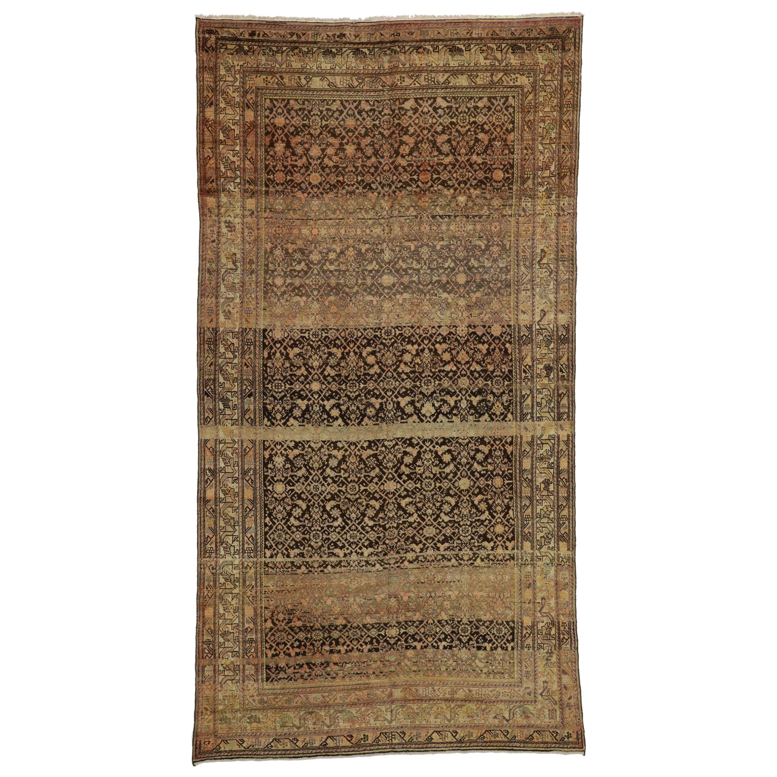 Antique Persian Malayer Gallery Rug with Herati Design, Long Living Room Rug For Sale