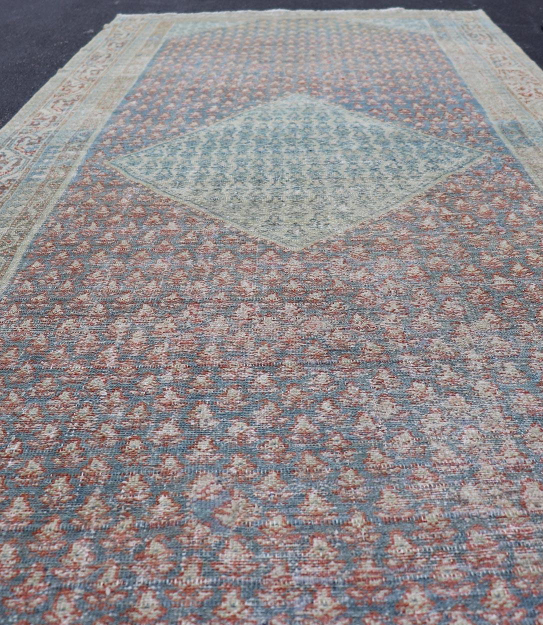 Antique Persian Malayer Gallery Rug With Hexagonal Medallion 4'8 X 10'5 For Sale 4
