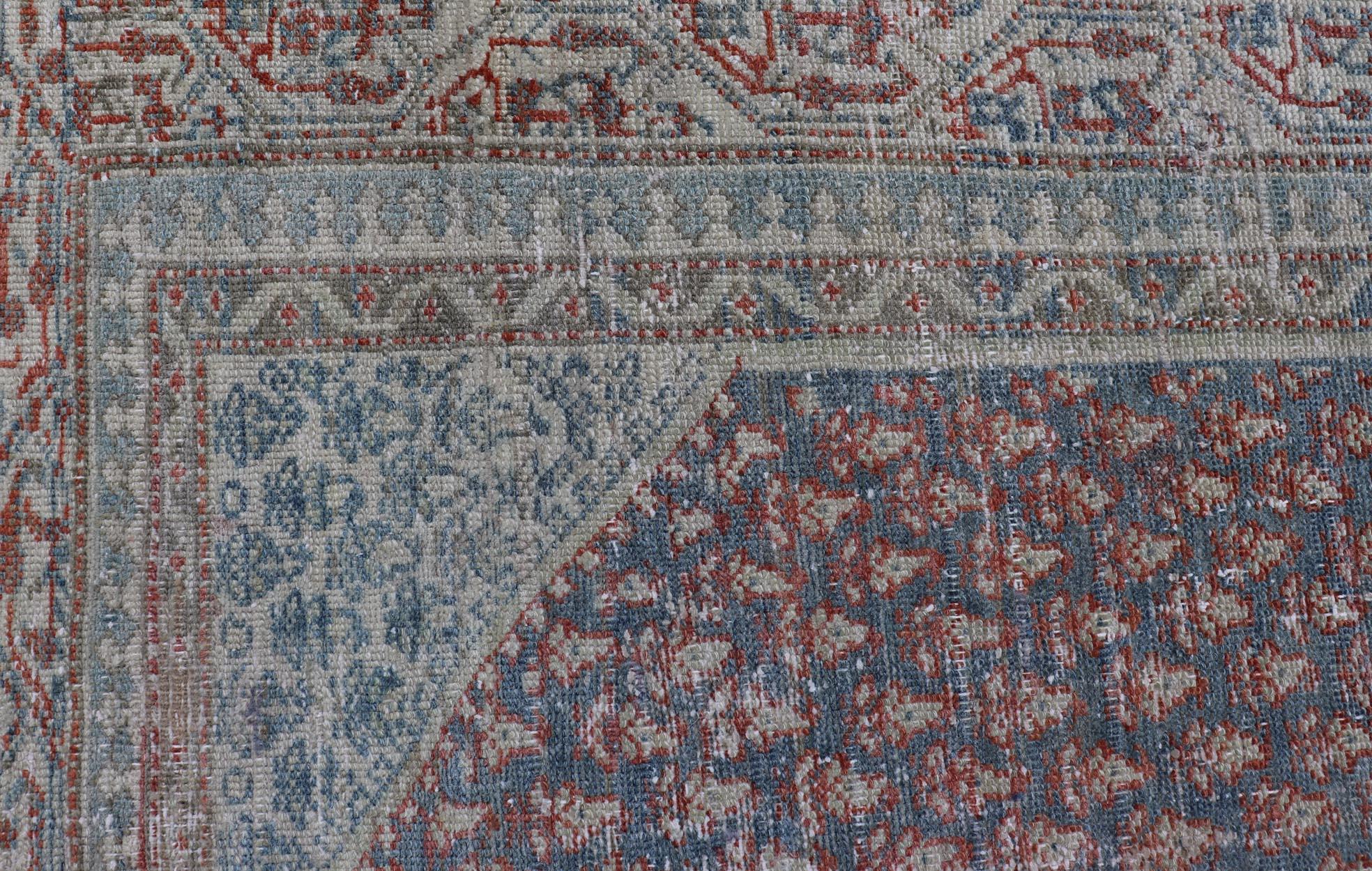 Wool Antique Persian Malayer Gallery Rug With Hexagonal Medallion 4'8 X 10'5 For Sale