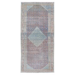 Ancien tapis de galerie persan Malayer avec médaillon hexagonal 4'8 x 10'5