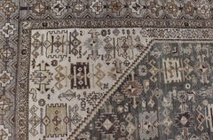 Antique Persian Malayer Gallery Rug with Light Blue Field Geometric Design