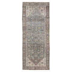 Antique Persian Malayer Gallery Rug with Light Blue Field Geometric Design