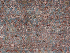 Antique Persian Malayer Gallery Rug with Soft Blue Field and Lattice 7 x 16'3