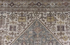 Antique Persian Malayer Gallery Rug with Soft Blue Field Tribal Design