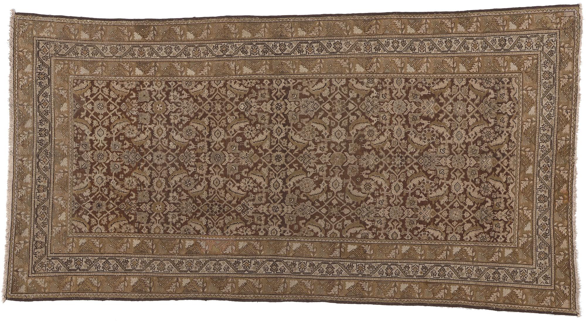 Antique Persian Malayer Rug, Rich and Neutral Meets Warm and Cozy For Sale 4