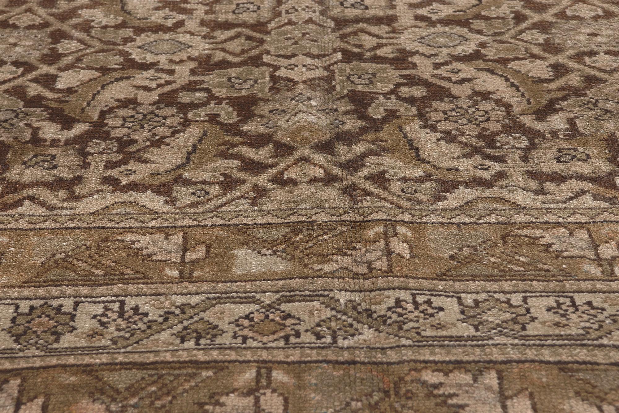 20th Century Antique Persian Malayer Rug, Rich and Neutral Meets Warm and Cozy For Sale