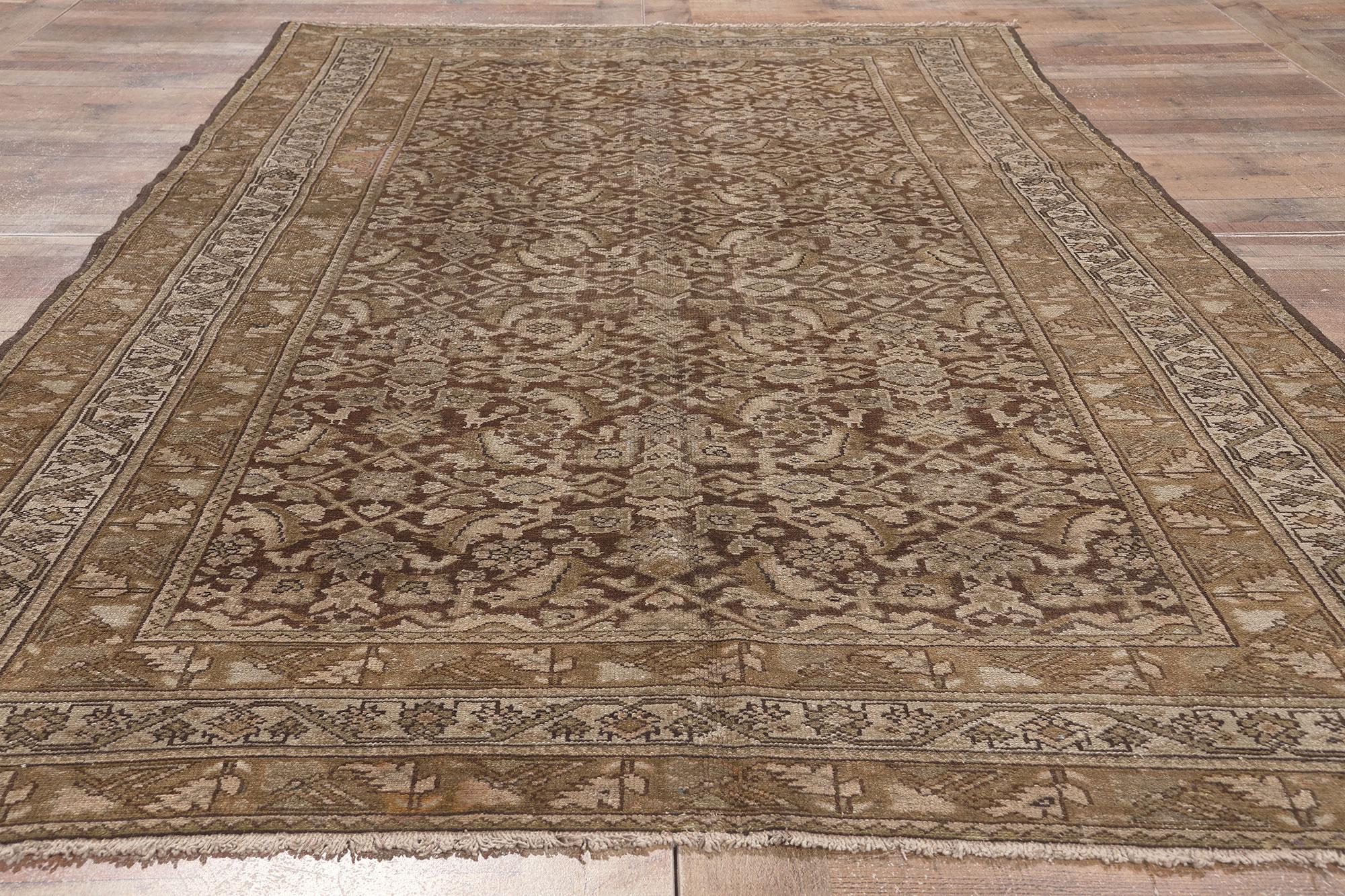 Antique Persian Malayer Rug, Rich and Neutral Meets Warm and Cozy For Sale 2
