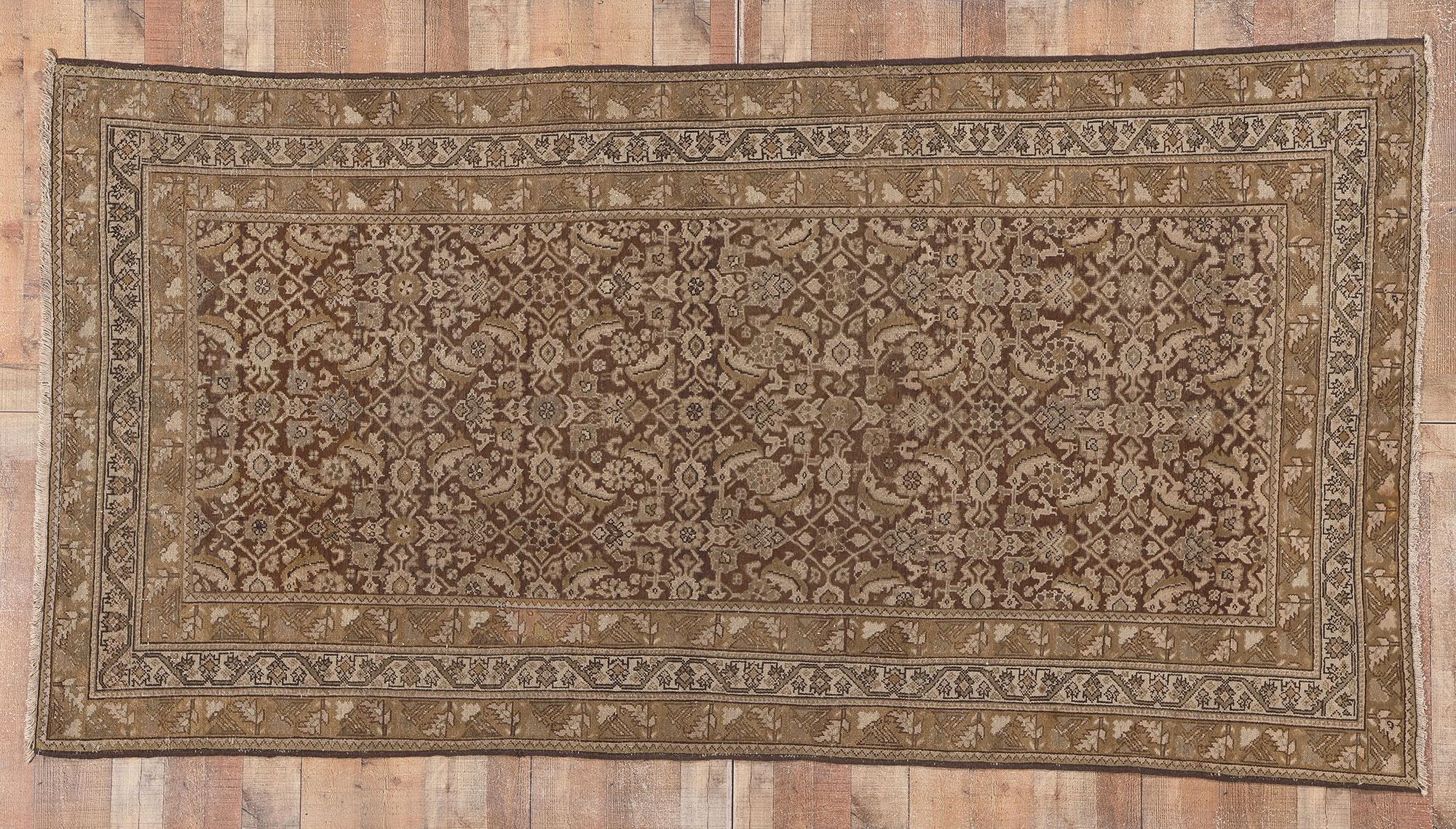 Antique Persian Malayer Rug, Rich and Neutral Meets Warm and Cozy For Sale 3