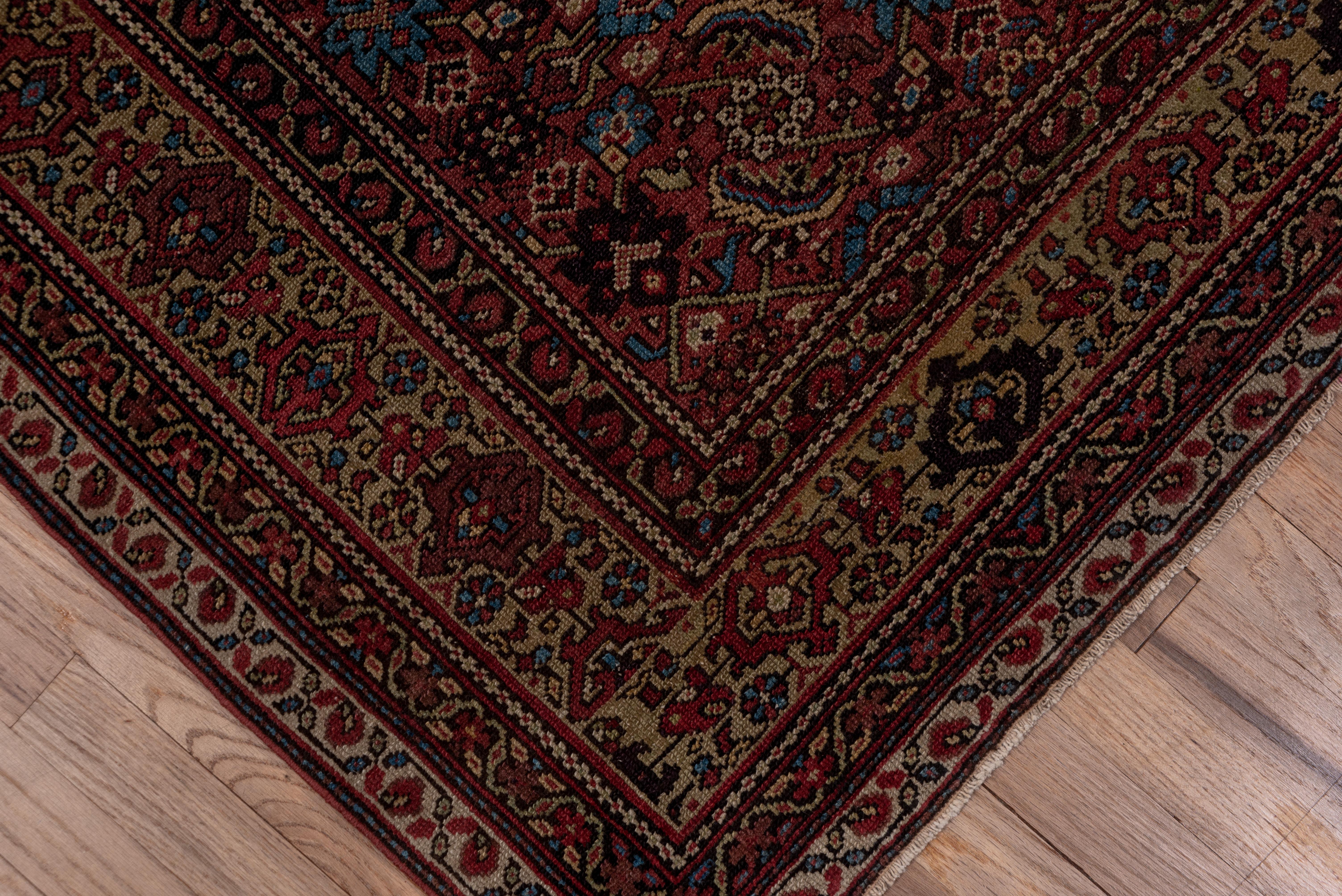Wool Antique Persian Malayer Gallery Rug with Warm Tones Herati Pattern, circa 1920s For Sale