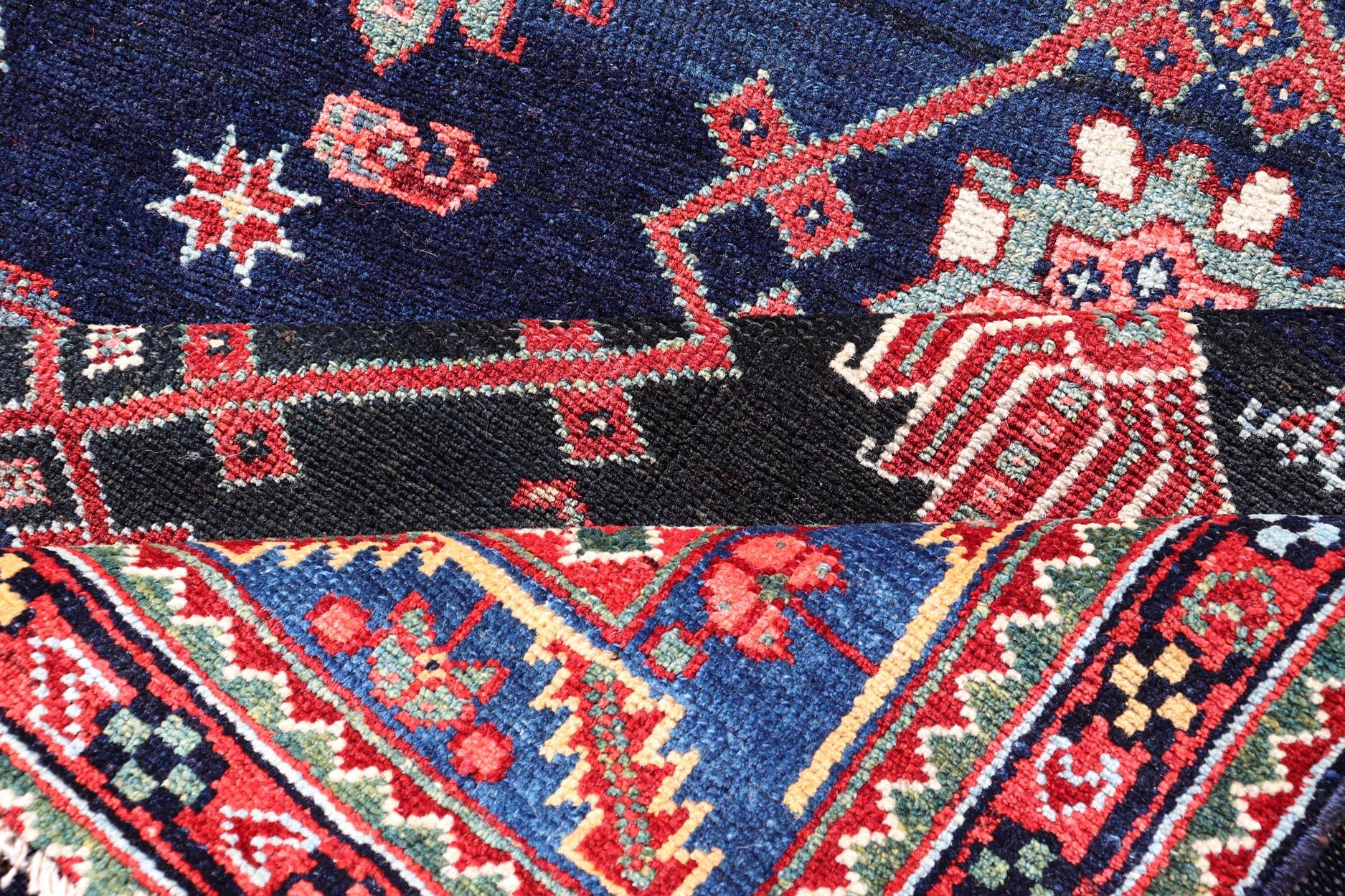 Measures: 4'3 x 16'4 
Antique Persian Malayer Gallery Runner in Blue Background with Multi Colors. Country of origin: Iran; Type: Malayer; Design: All-Over, Keivan Woven Arts: rug EMB-22208-15088; antique Persian Gallery Hamadan 

This 1930's