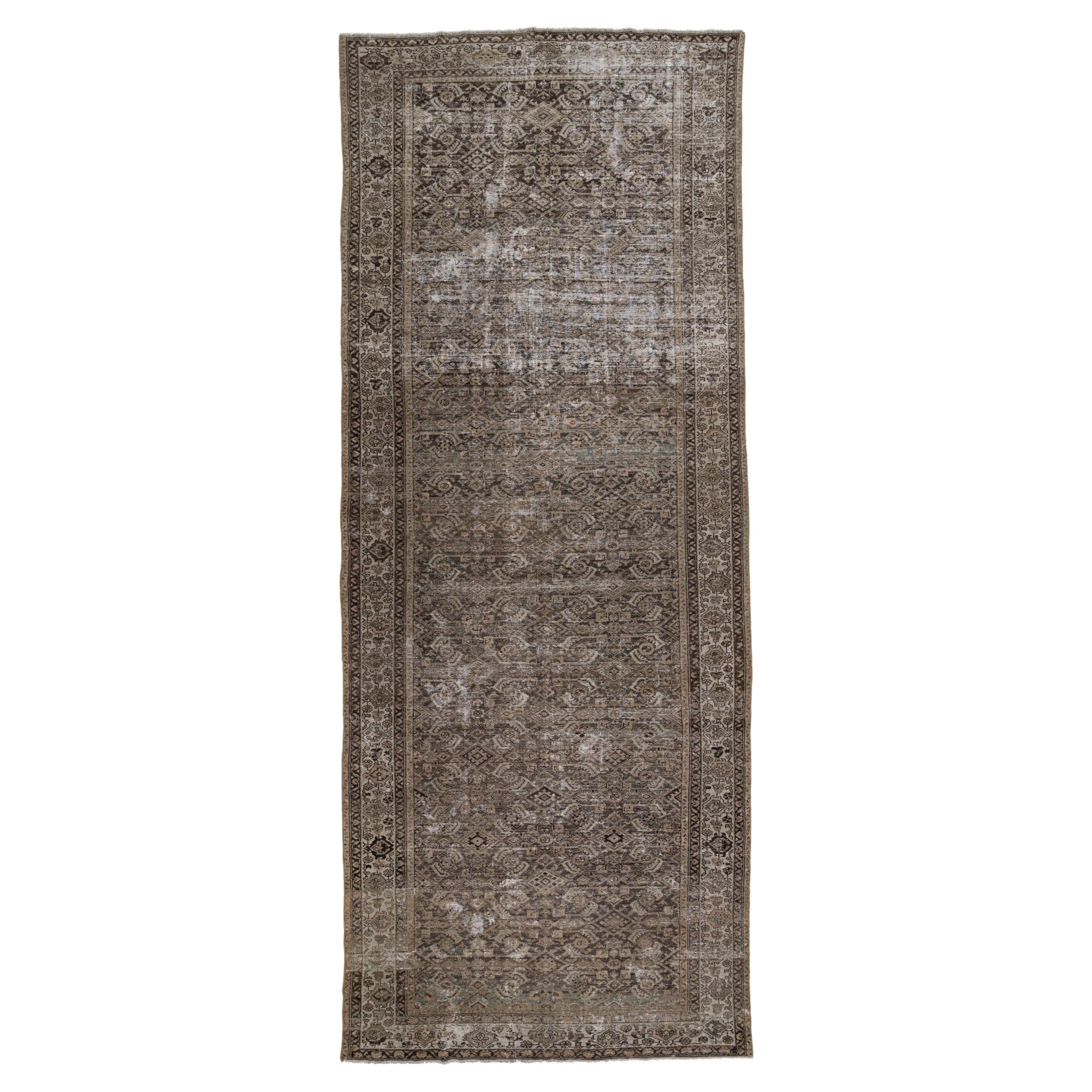 Distressed Antique Persian Gallery Rug For Sale