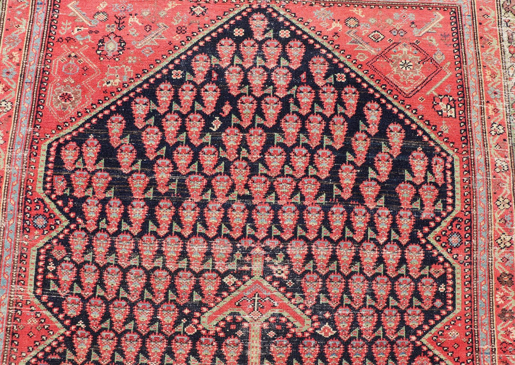 Antique Persian Malayer Gallery Runner with Small All-Over Design with Medallion For Sale 5