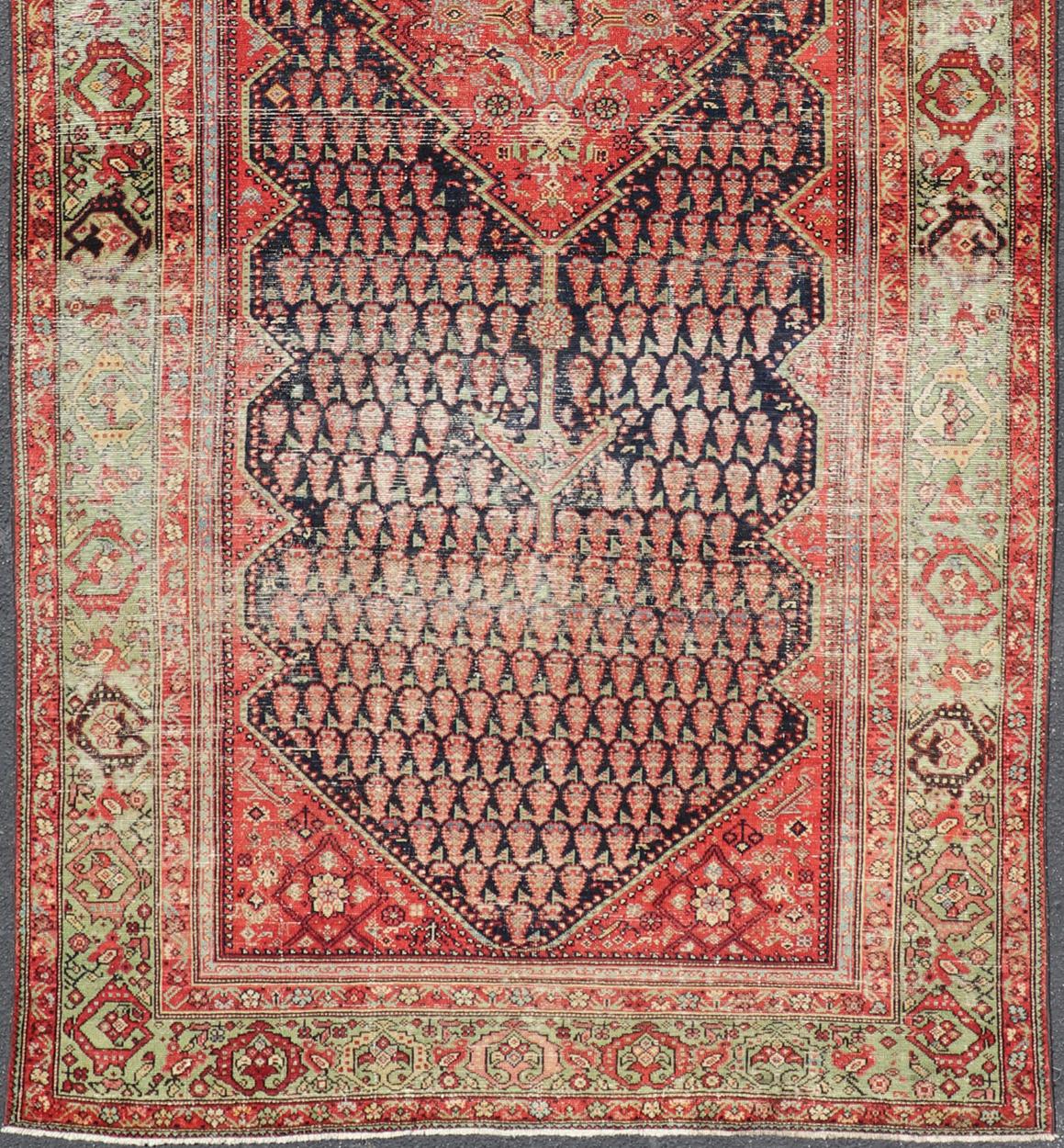 Antique Persian Malayer Gallery Runner with Small All-Over Design with Medallion For Sale 1