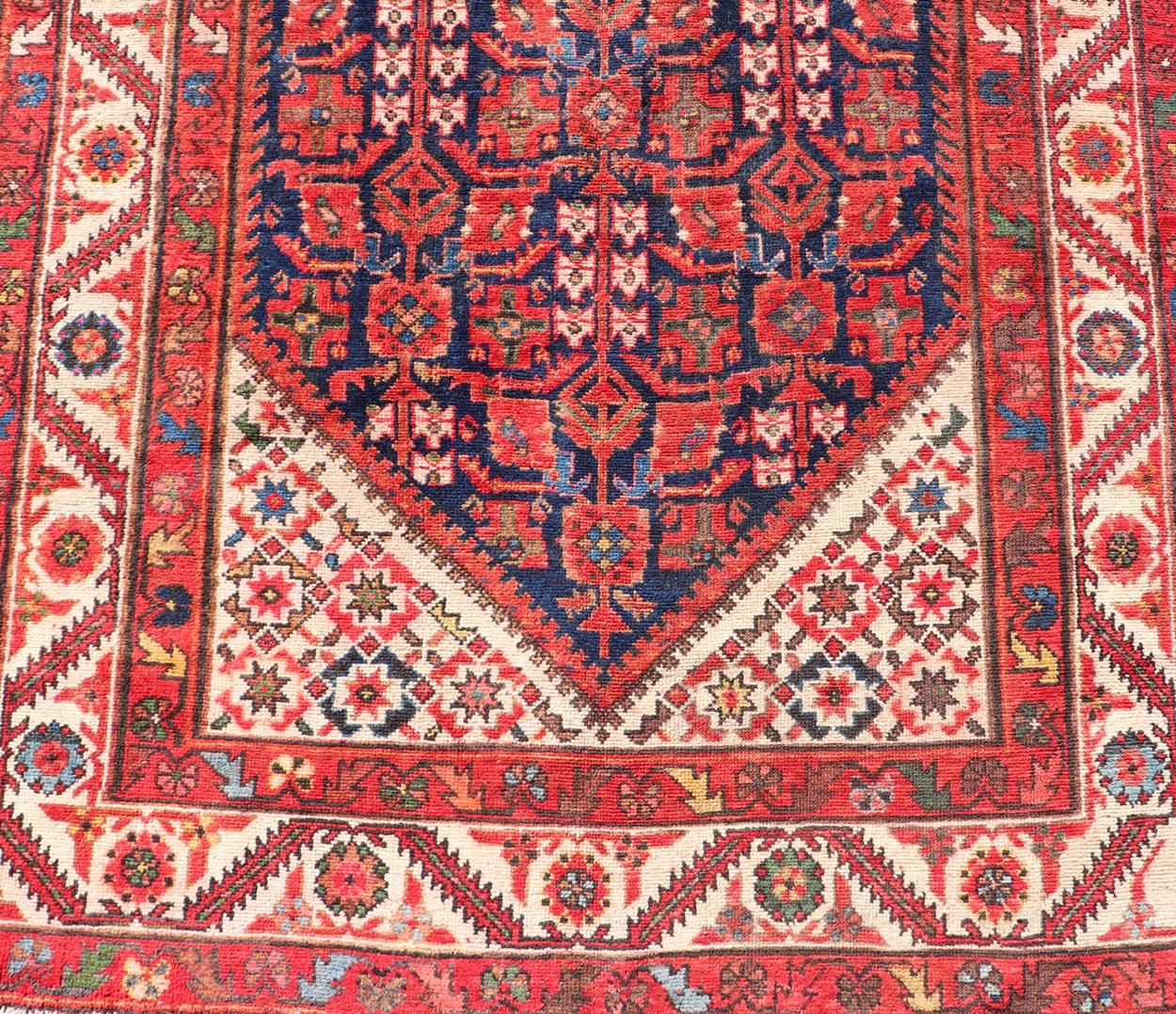 Hand-Knotted Antique Persian Malayer Gallery Runner with Sub-Geometric All-Over Design For Sale