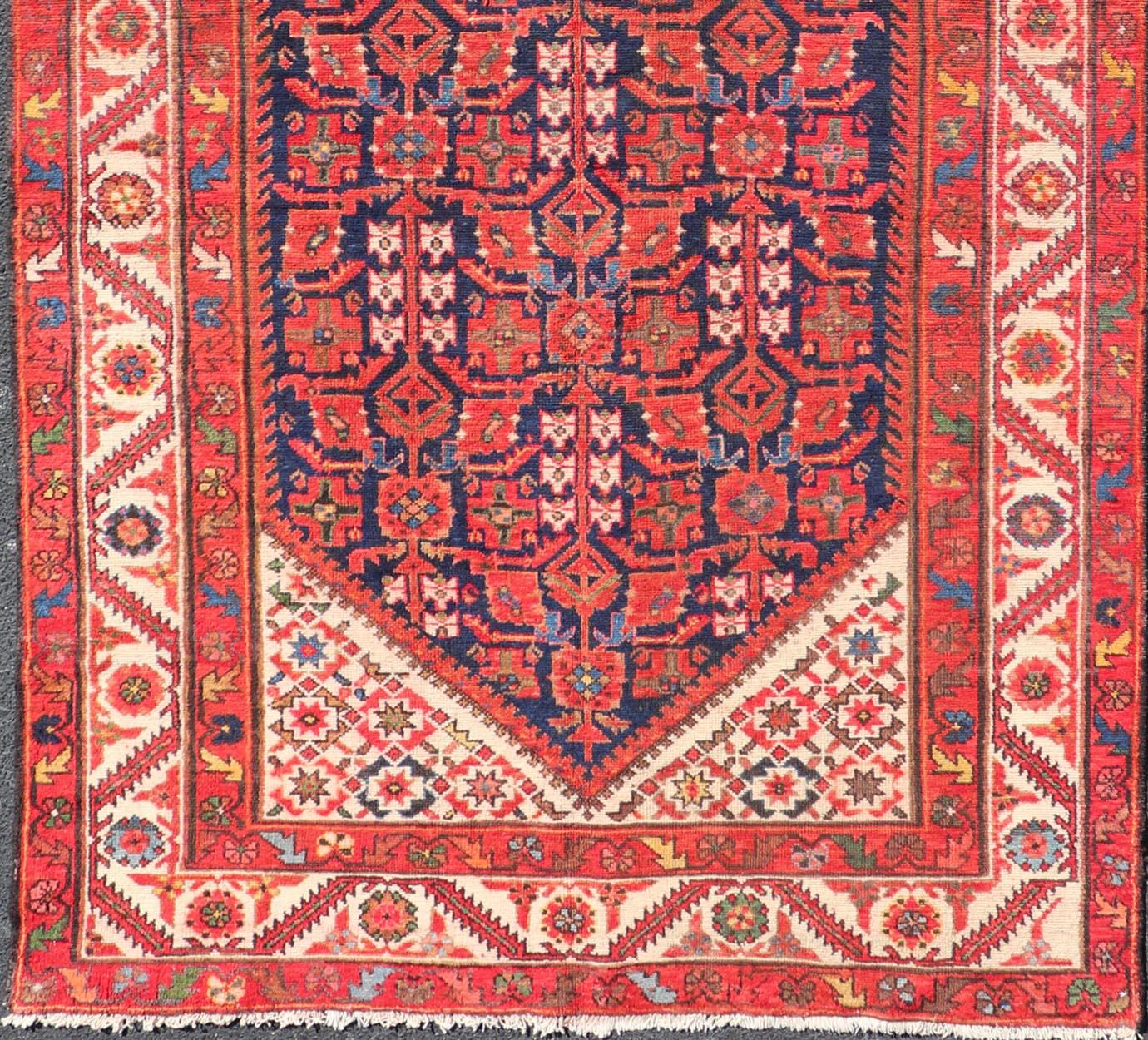Antique Persian Malayer Gallery Runner with Sub-Geometric All-Over Design For Sale 1