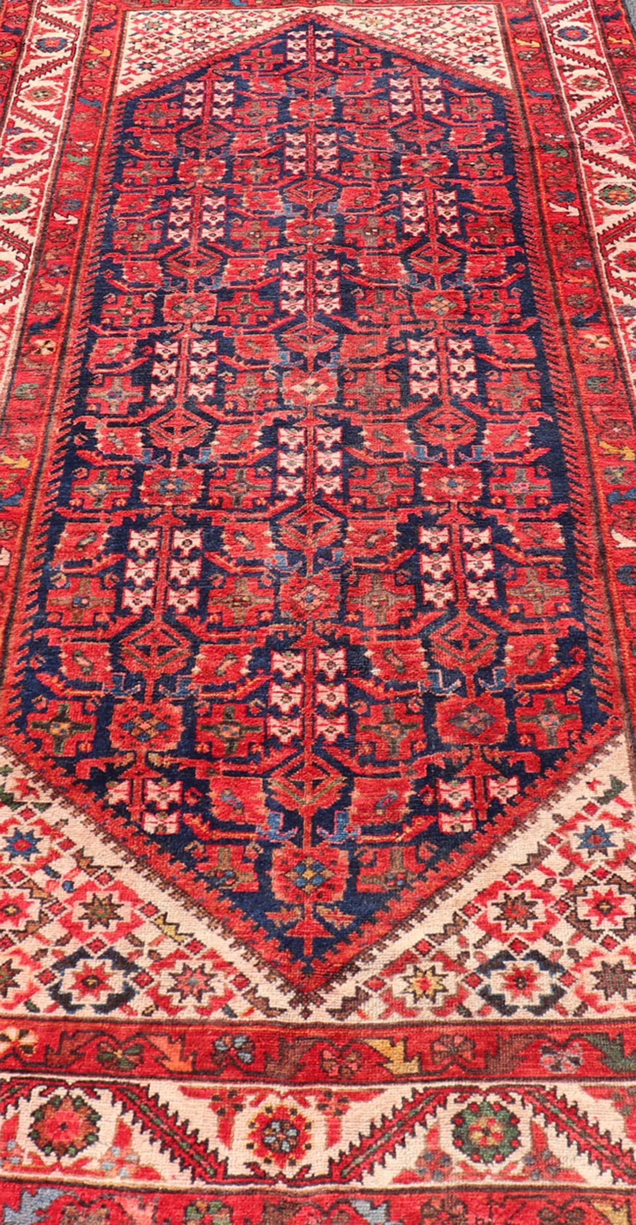 Antique Persian Malayer Gallery Runner with Sub-Geometric All-Over Design For Sale 2