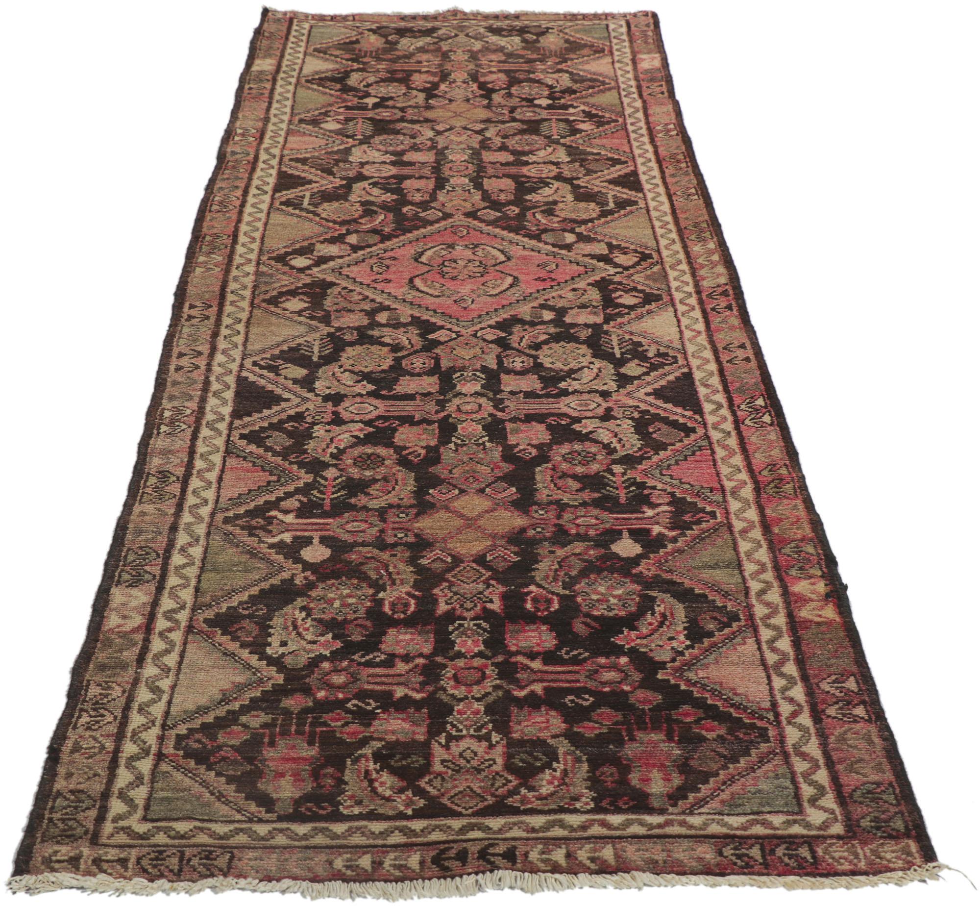 Hand-Knotted Antique Persian Malayer Hallway Rug For Sale