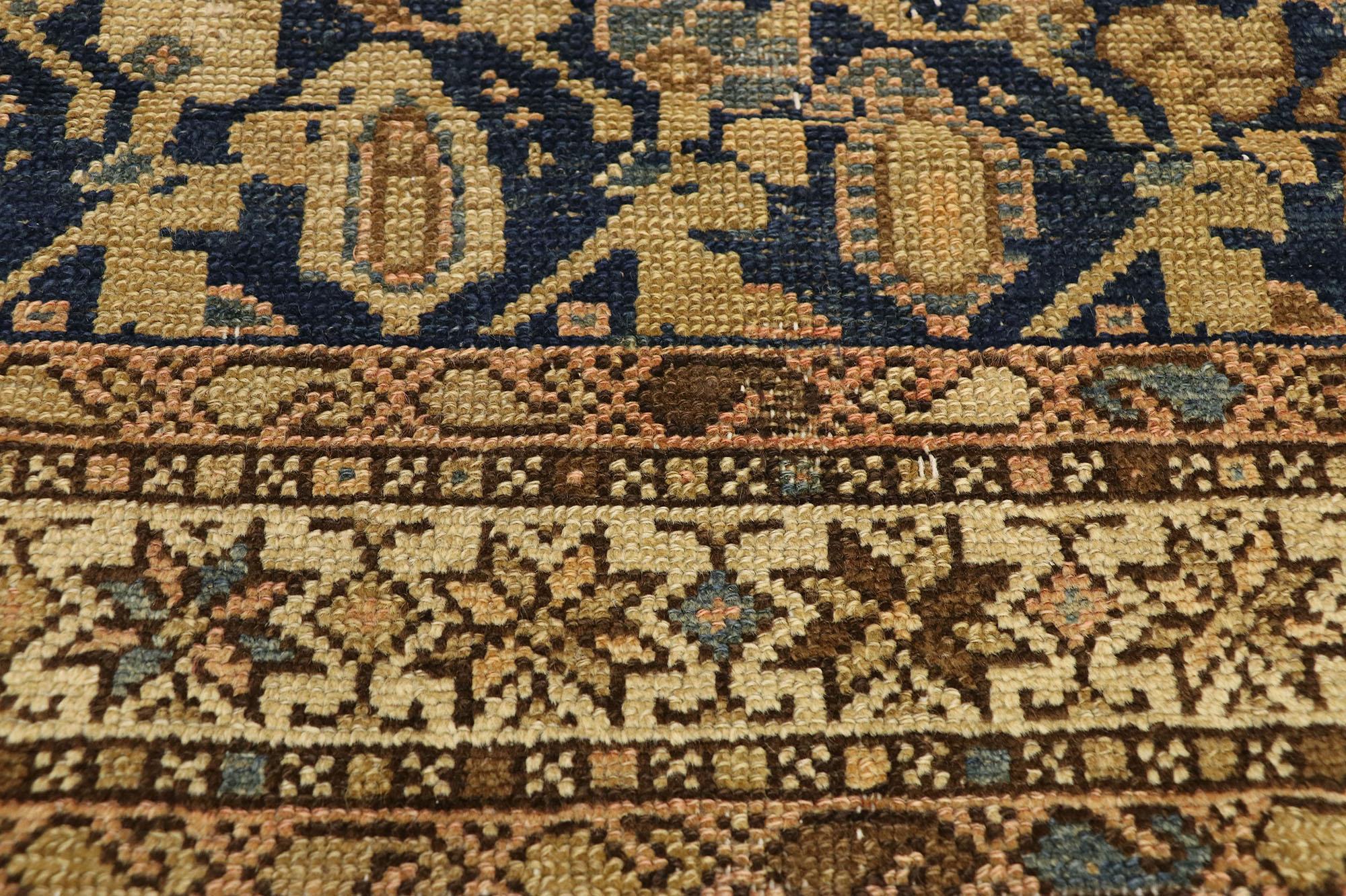 Antique Persian Malayer Hallway Rug, Timeless Elegance Meets Modern Masculine In Good Condition For Sale In Dallas, TX