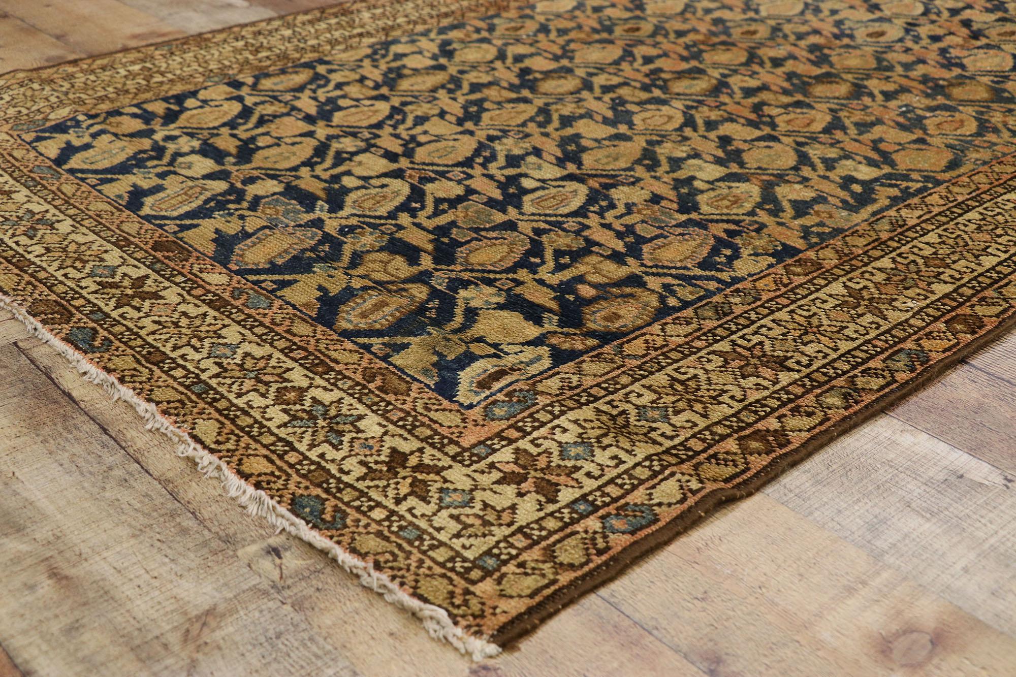 Wool Antique Persian Malayer Hallway Rug, Timeless Elegance Meets Modern Masculine For Sale