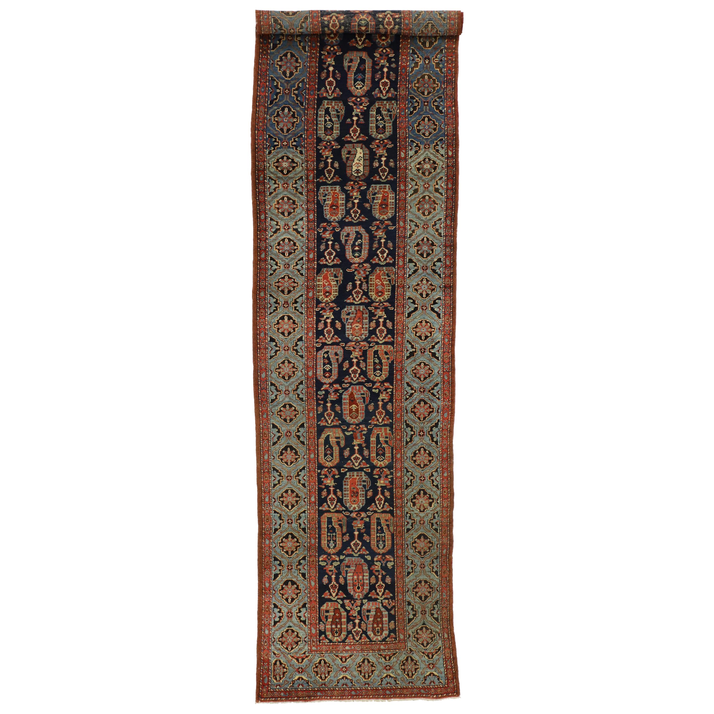 Antique Persian Malayer Hallway Runner with Modern Parisian Style