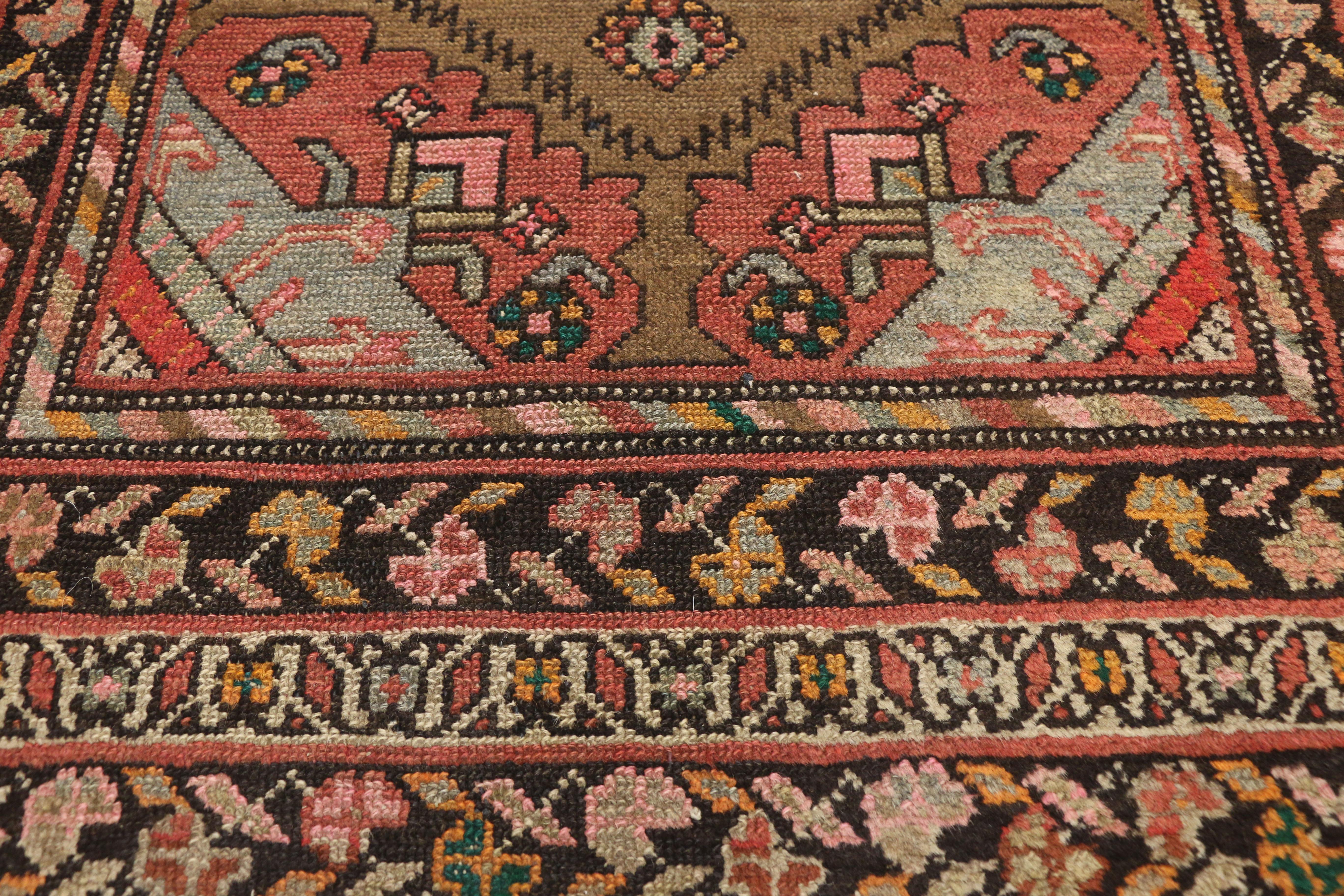 Antique Persian Malayer Hallway Runner with Mid-Century Modern Style In Good Condition For Sale In Dallas, TX
