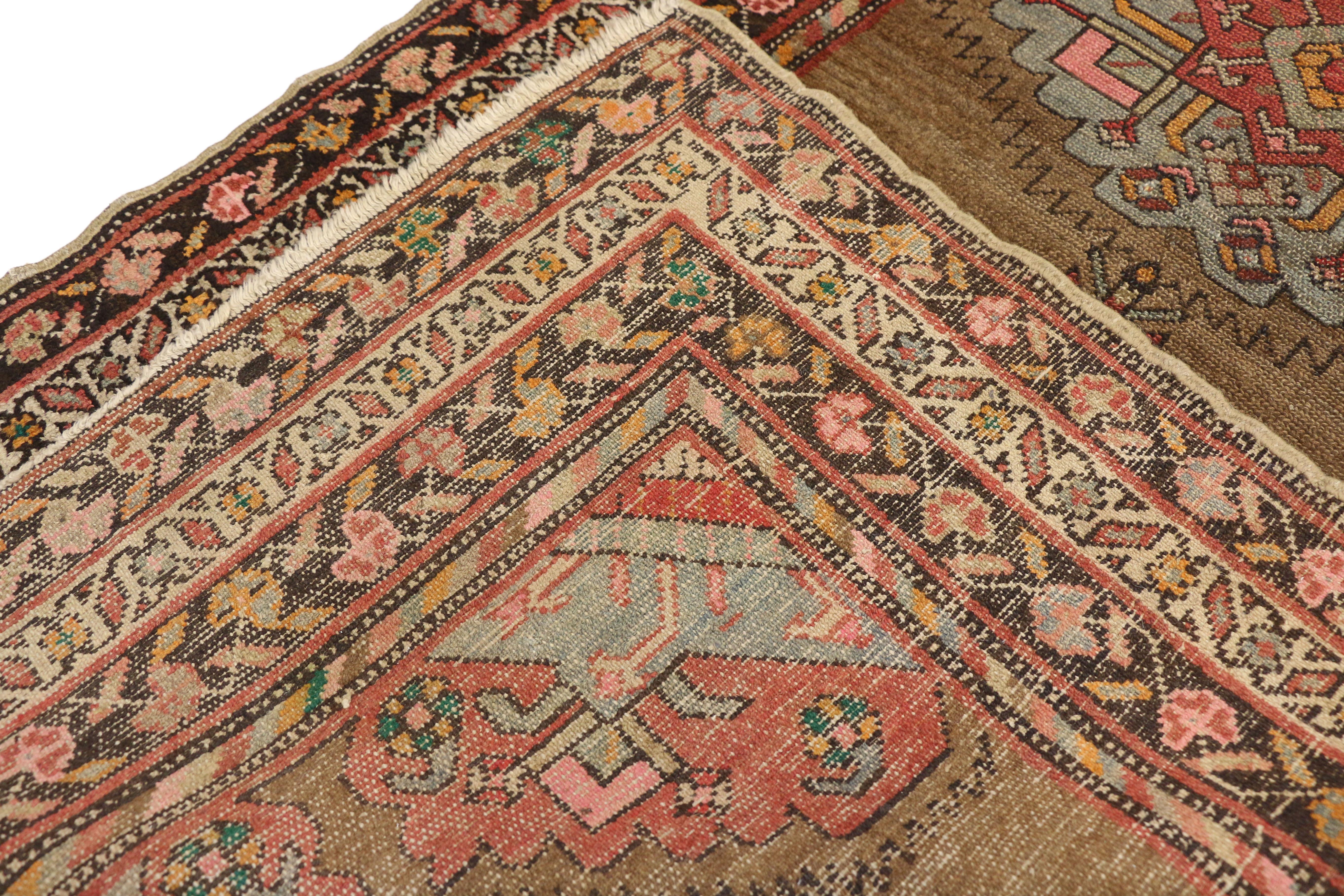 20th Century Antique Persian Malayer Hallway Runner with Mid-Century Modern Style For Sale